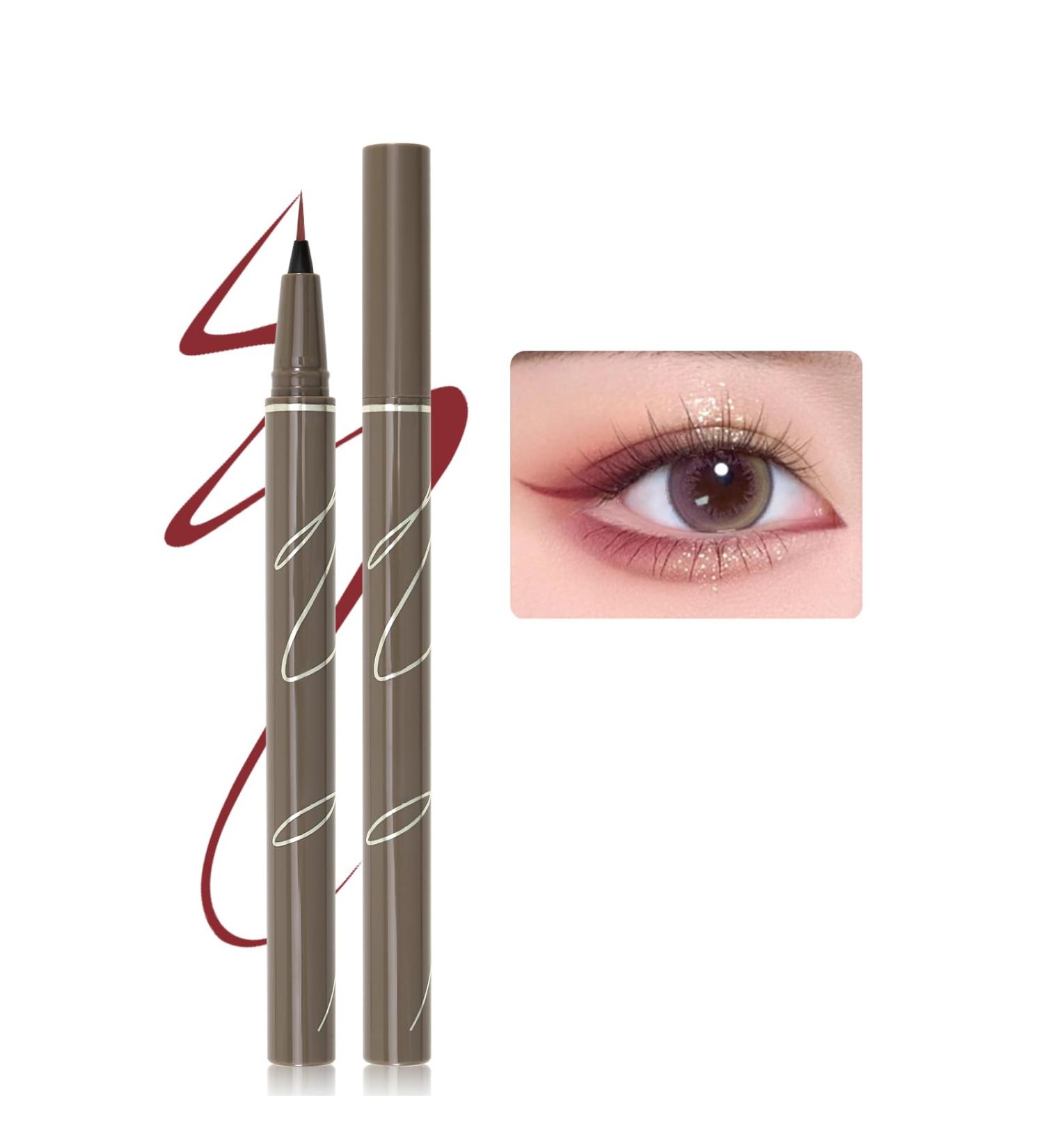 Erinde Red Liquid Eyeliner - High Precision Waterproof Long-Lasting Korean Makeup #08 - Buy Online on GoSupps.com