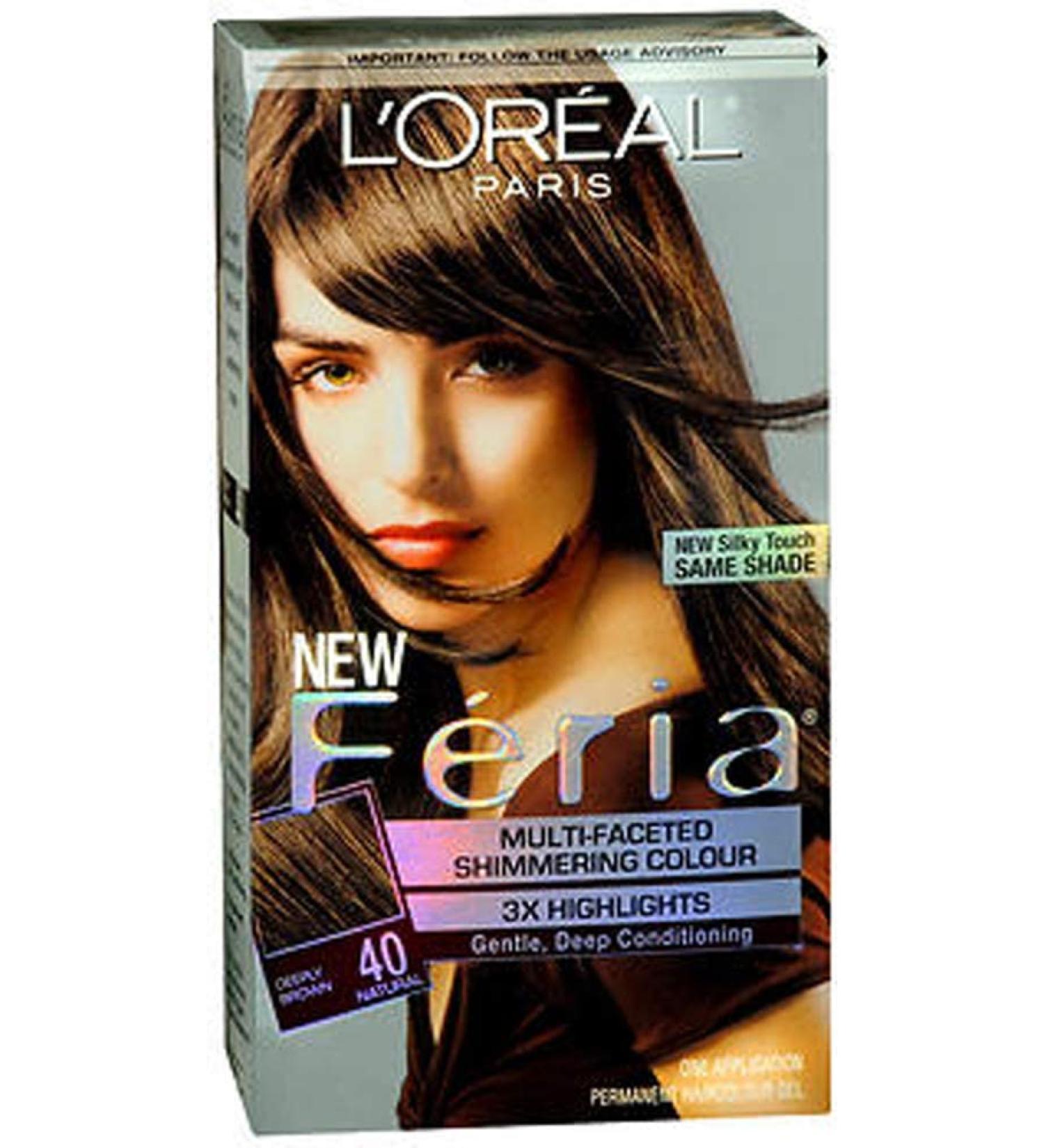 L'Oreal Feria Multi-Faceted Shimmering Colour 40 Deeply Brown 1 ea