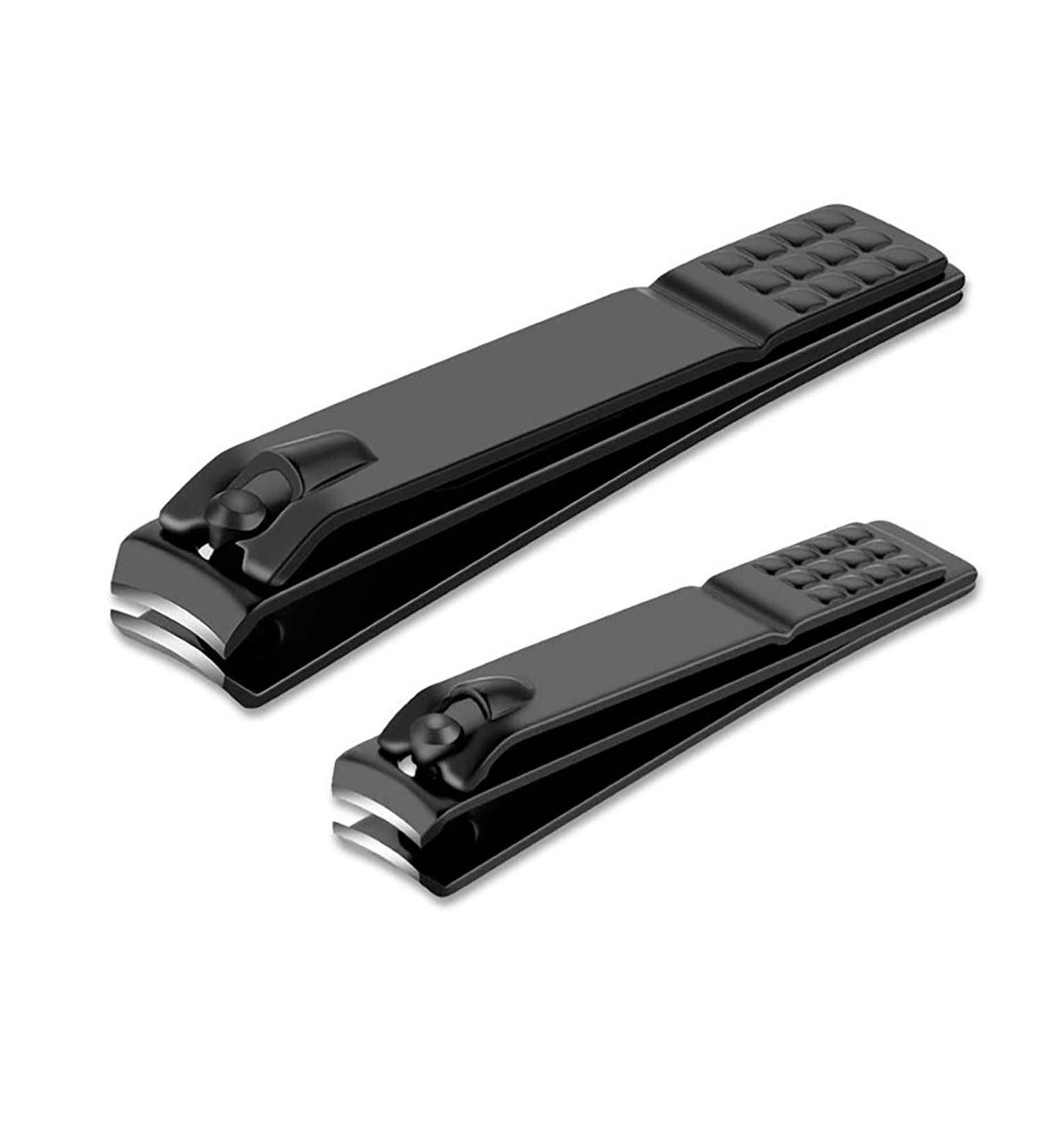 Dinghaole Nail Clippers Set 2 Piece Sharp Sturdy Stainless Steel Flat Cut Nail Clippers with Nail File for Fingernails and Toenails (Black) - Buy Online on GoSupps.com