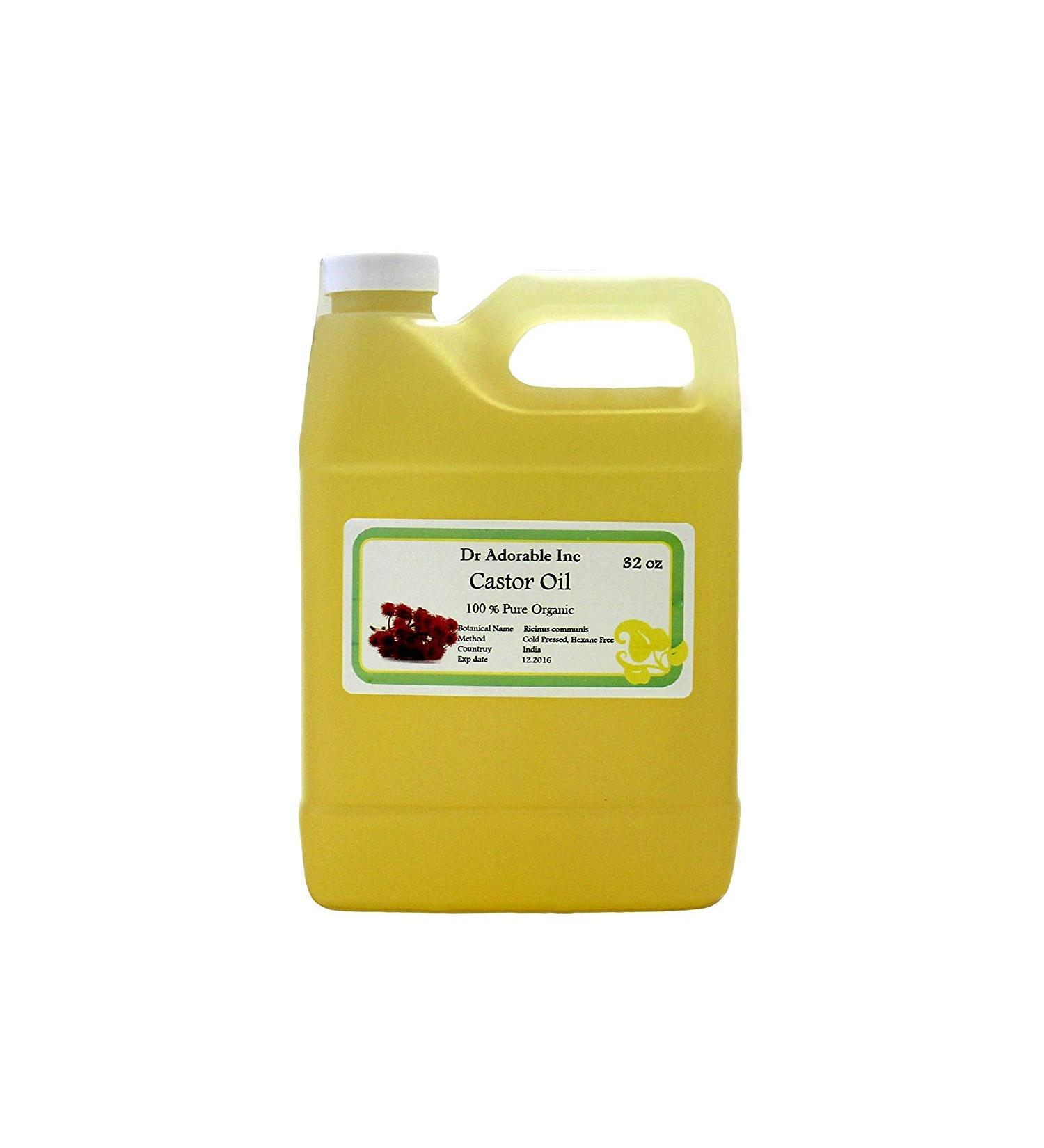 Dr Adorable Premium Castor Oil 32 oz - Organic Cold Pressed Virgin, 100% Pure - Buy Online on GoSupps.com