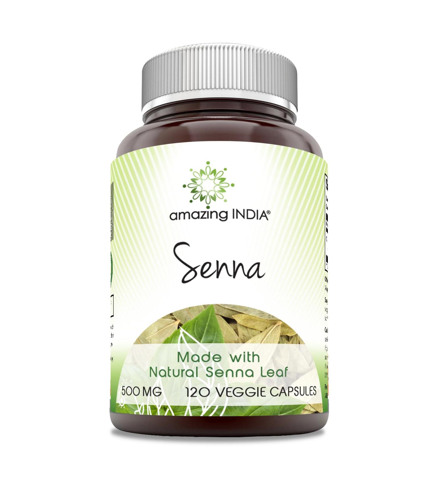 Amazing India Organic Senna 500mg 120 Capsules - Non-GMO, Gluten Free, Vegan - Supports Digestive Health, Regularity & Detox - Buy Online on GoSupps.com
