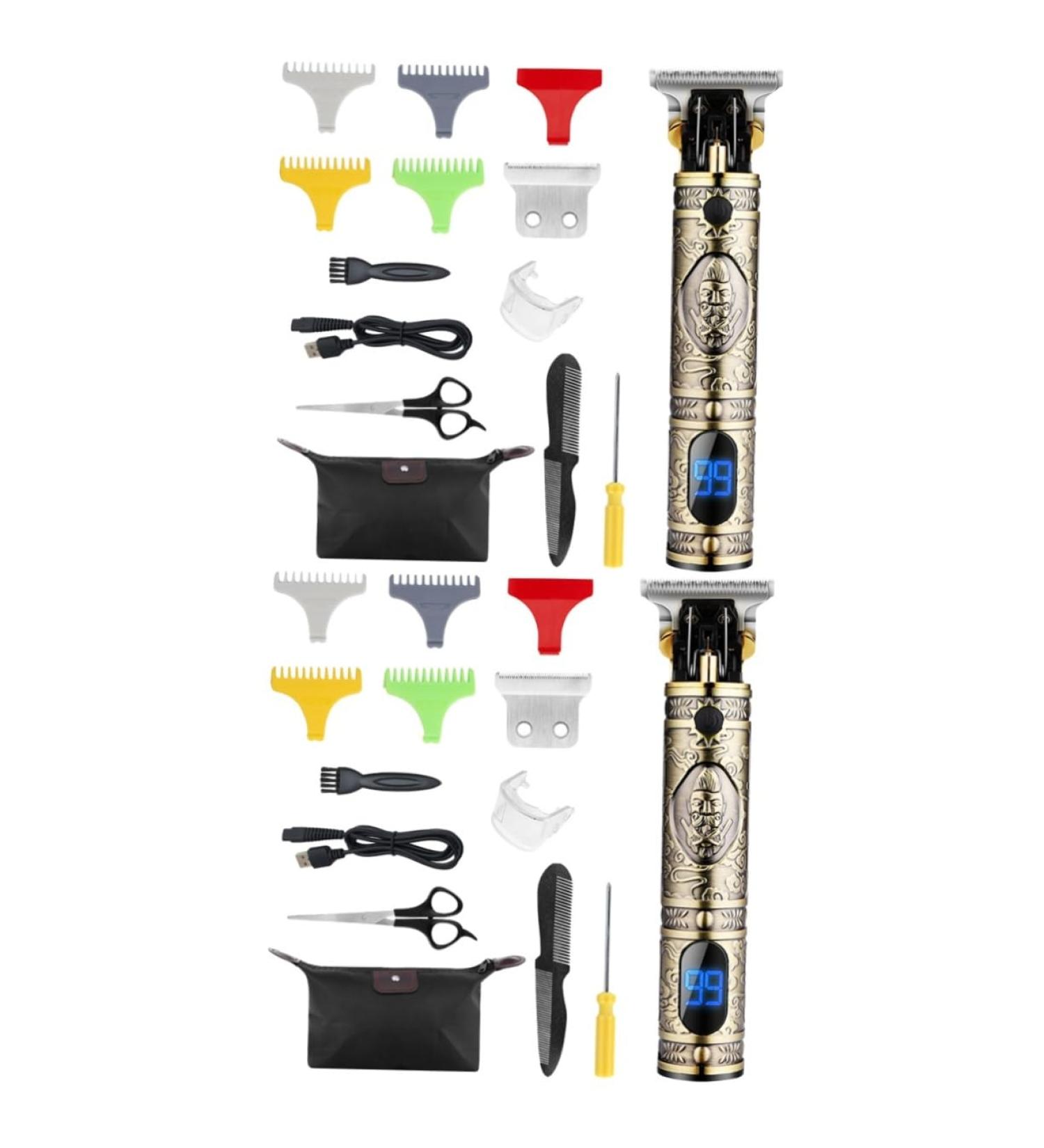 Minkissy 2 Sets Men's Cordless Electric Trimmer Kit - Hair Grooming Clipper & Beard Edger - Stainless Steel Nose & Facial Trimmers for Men - Buy Online on GoSupps.com