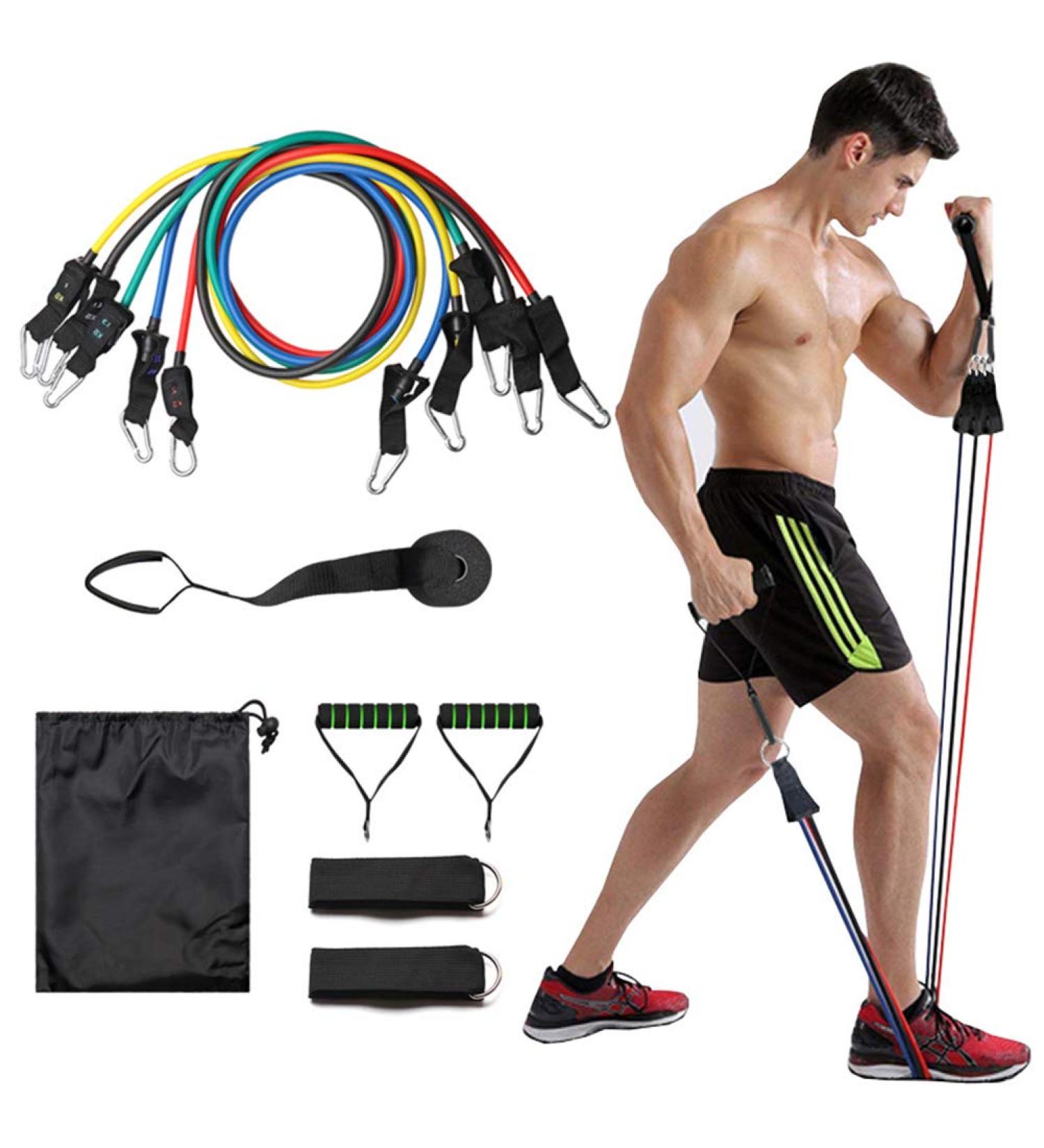 Bodylastics Resistance Bands Skin-Friendly Exercise Bands 11PCS Workout Fitness Set with 5 Fitness Tubes for Strength Training Yoga Pilates Stretching Non-Latex Elastic Band - Buy Online on GoSupps.com