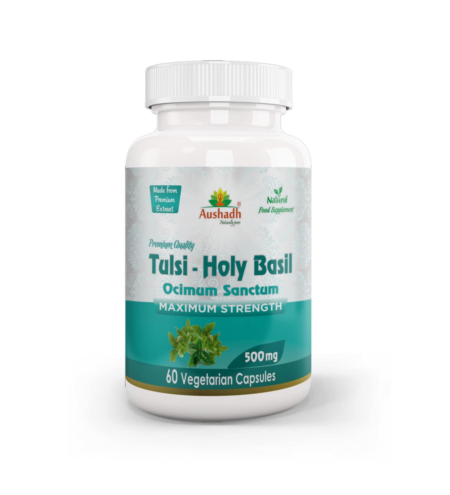 Organic Holy Basil (Tulsi) Capsules - Natural Stress Relief and Immune Support - Buy Online on GoSupps.com