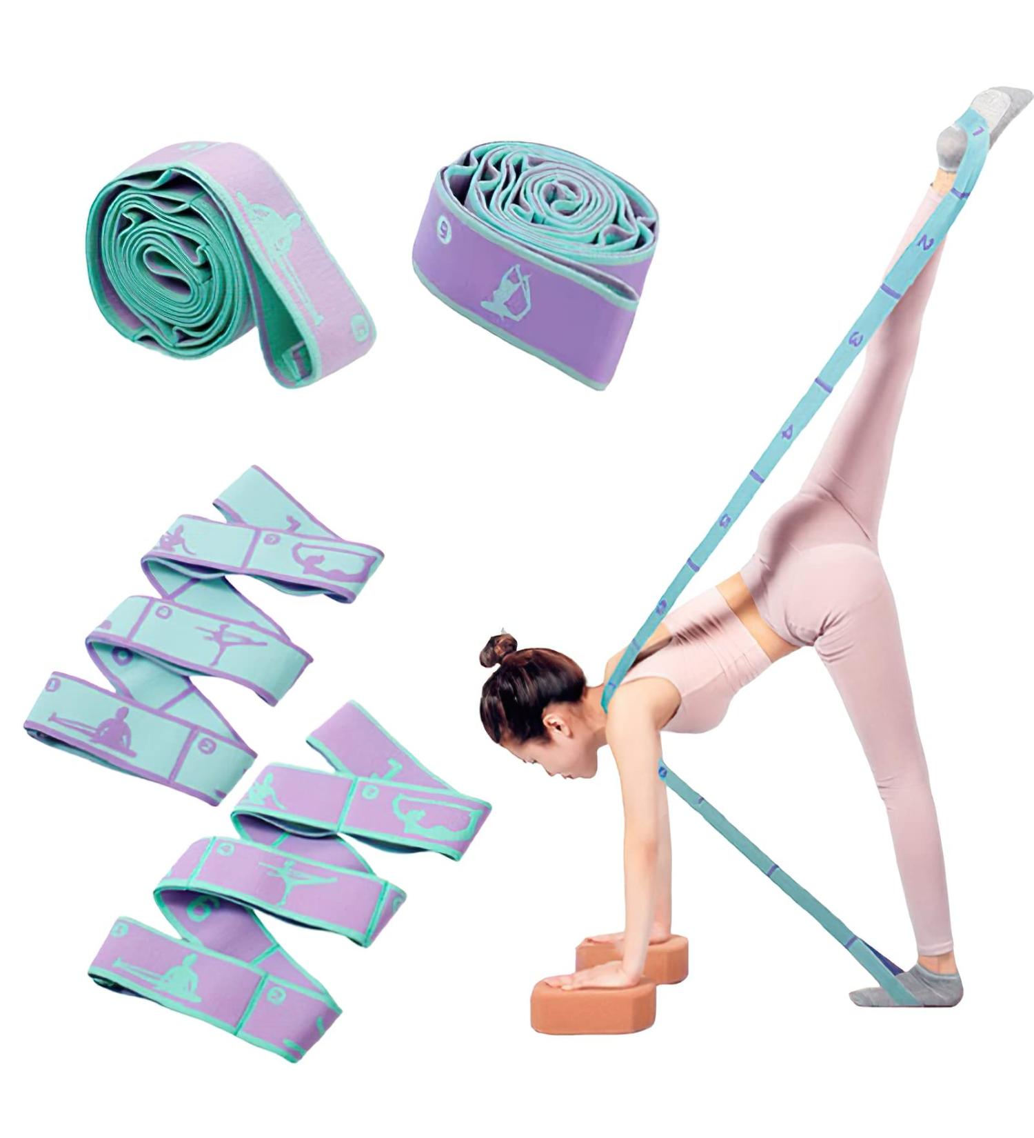 Yoga Belt 2 Pack with 8 Loops Resistance Bands - Perfect for Stretching Yoga Training & Fitness | Ideal for Enthusiasts & Athletes - Buy Online on GoSupps.com