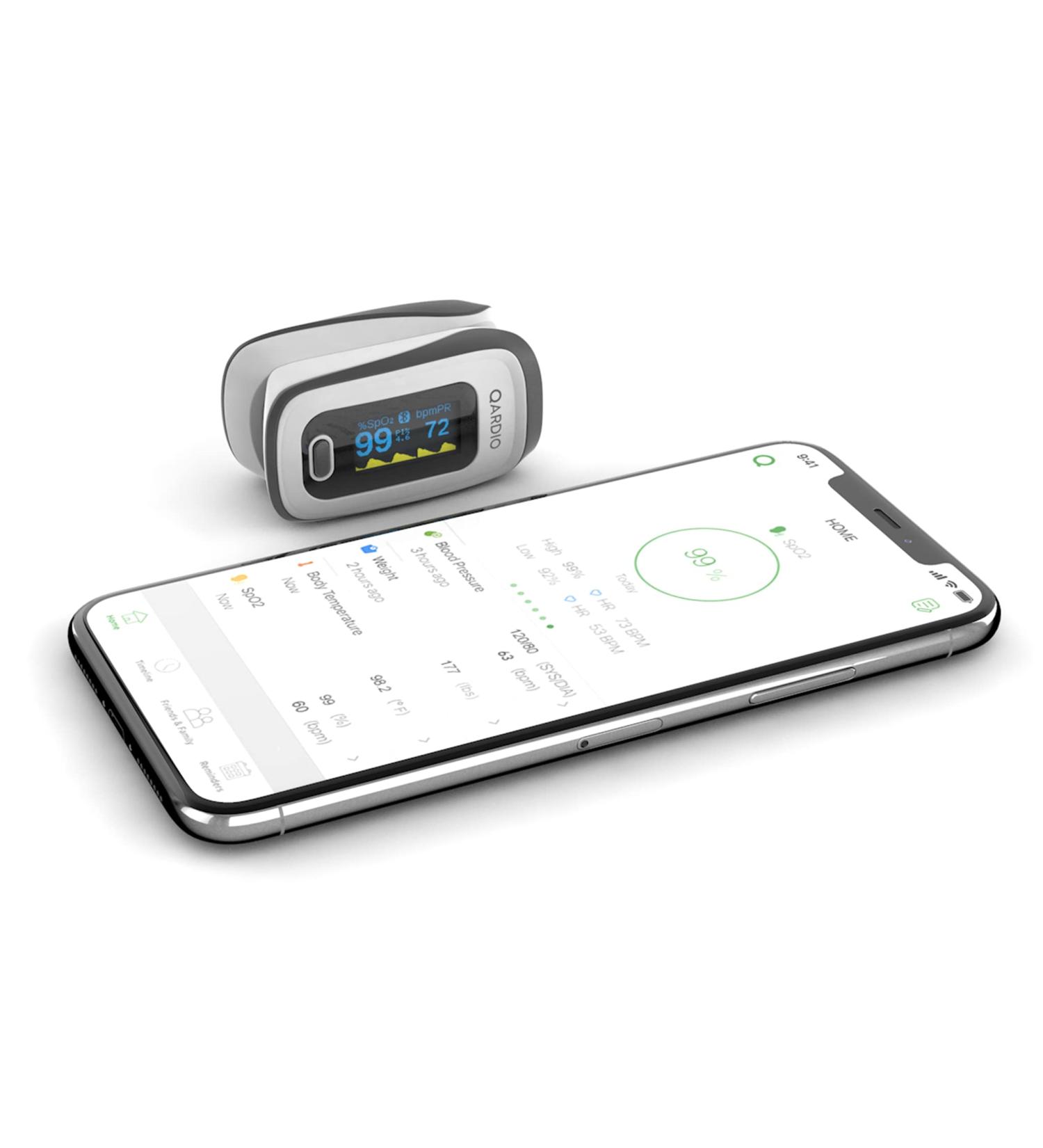 Qardio Bluetooth Pulse Oximeter - Smart SpO2 Blood Oxygen Sensor | Track Results with Free iOS & Android App - International Shipping Available - Buy Online on GoSupps.com