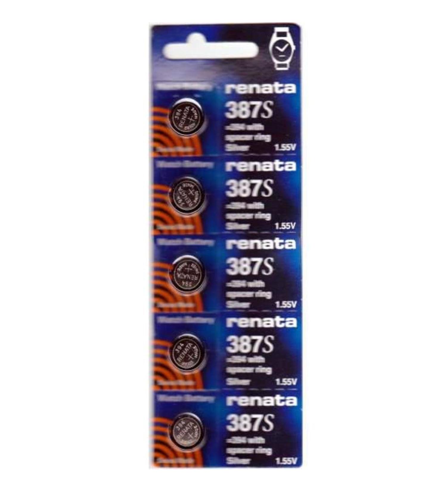 Renata 387 Button Cell watch battery 5 Batteries