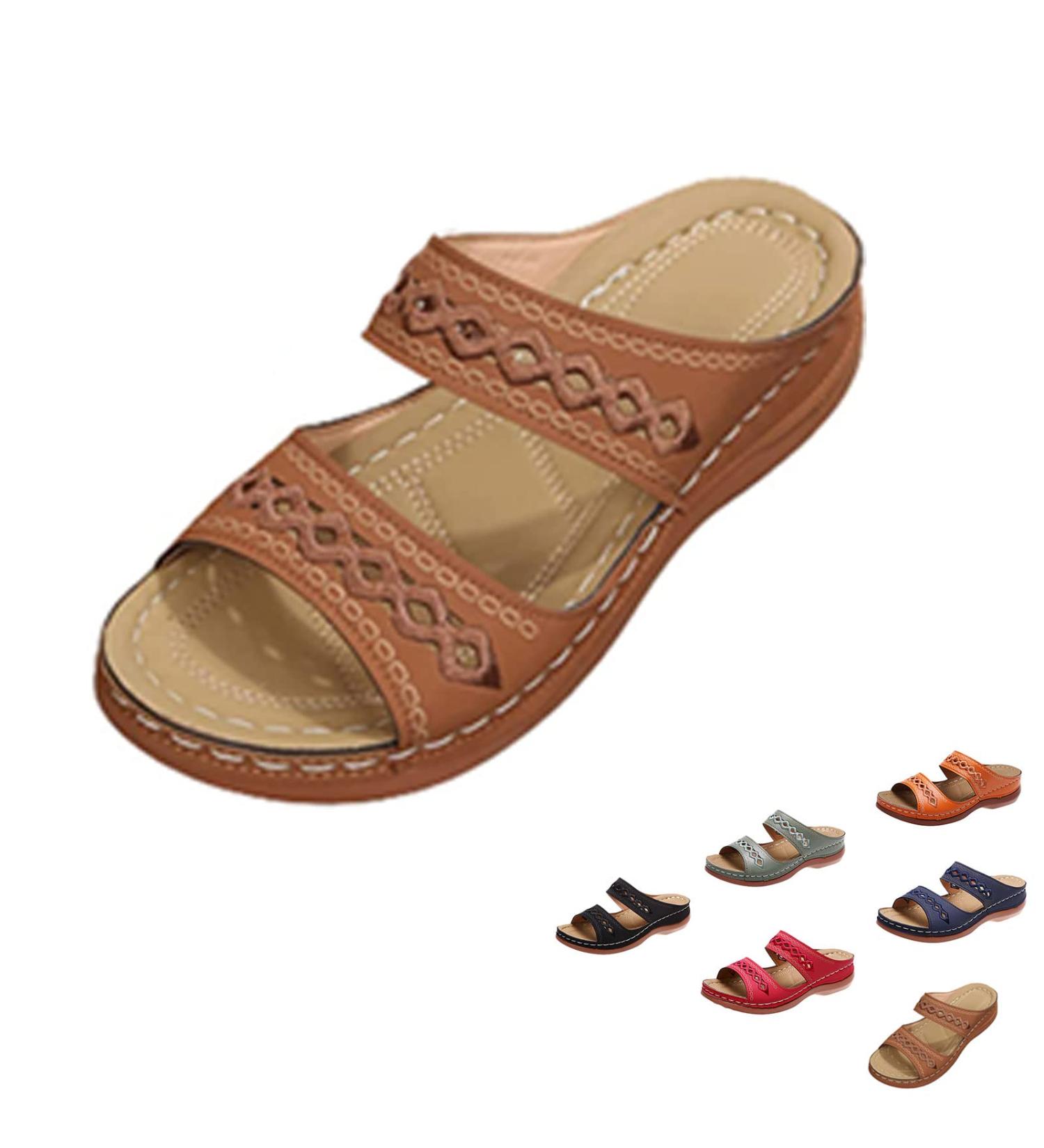 Perfectchose Leather Orthopedic Arch Support Wedge Sandals - Brown 36 | Diabetic & Orthopedic Walking Sandals for Women - Perfectchose.com - Buy Online on GoSupps.com