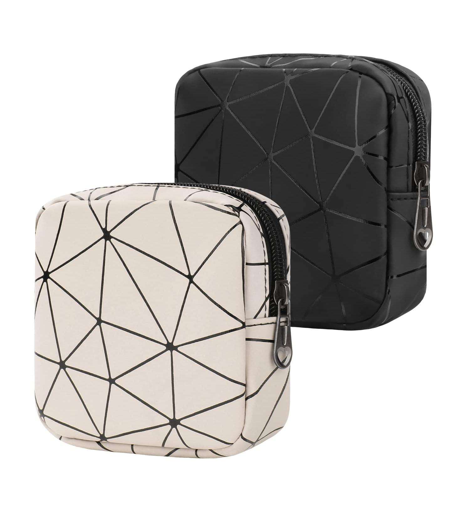 Sanitary Napkin & Menstrual Cup Storage Bag - 2 Pack (Nude/Black) - Portable Period Kit Pouch for Women - Buy Online on GoSupps.com