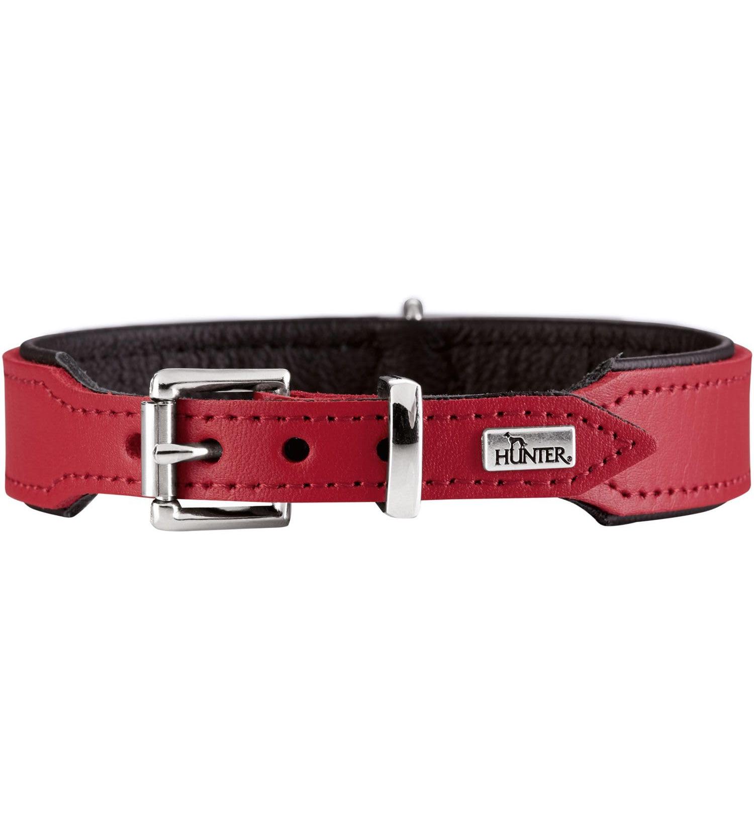 Hunter Basic Dog Collar - Coated Gap Leather Weather-Resistant Durable & Simple Design - XS-S Red - Buy Online on GoSupps.com