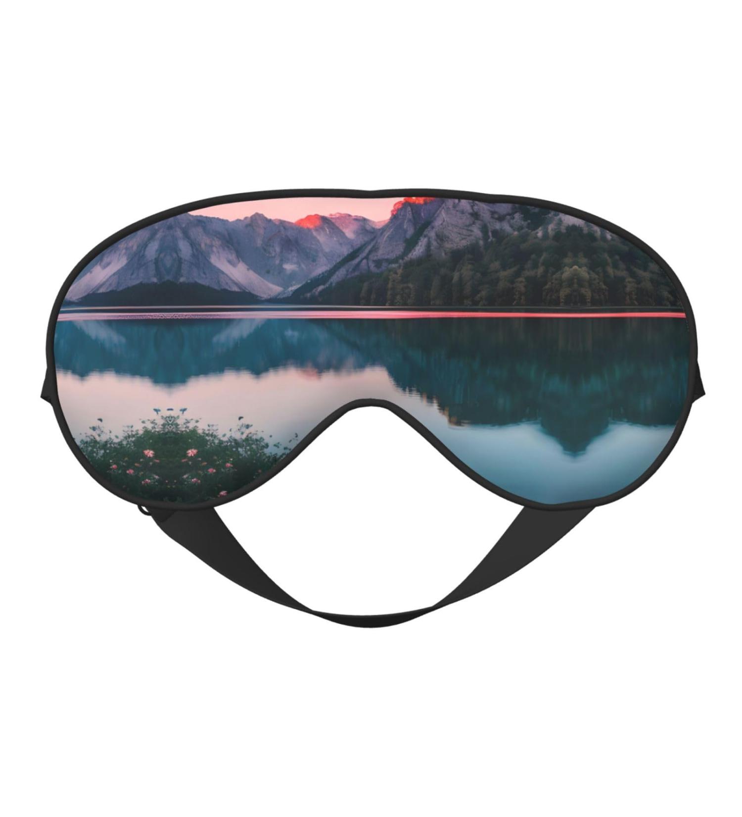 Lake & Sunset Print Unisex Eye Mask | Soft Light-Blocking Sleep Mask for Comfortable Rest - Buy Online on GoSupps.com
