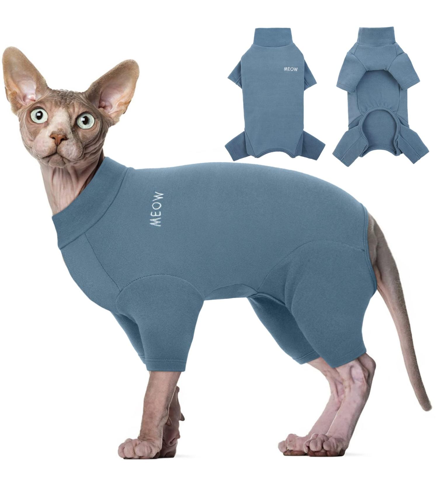 Shop Hjyokuso Sphynx Cat Clothing - Breathable & Soft Sweaters for Sphynx Cornish Rex & Devon Rex | Warm Catwear in XXL Blue - Buy Online on GoSupps.com
