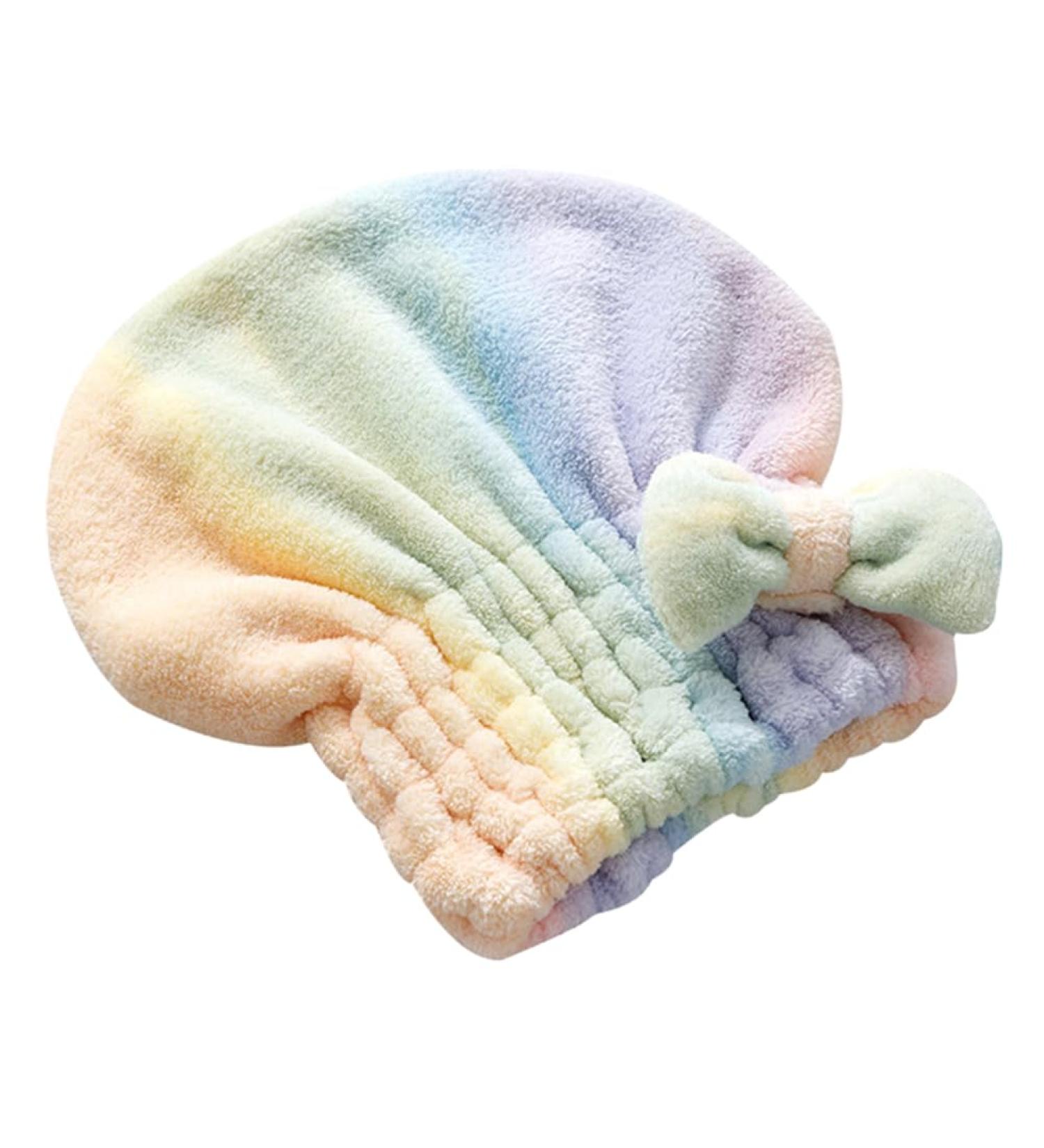 NOLITOY Quick Dry Hair Towel Wrap for Women - Cute Bowknot Design Super Absorbent for Curly & Thick Hair Colorful Elastic Hair Cap - Buy Online on GoSupps.com