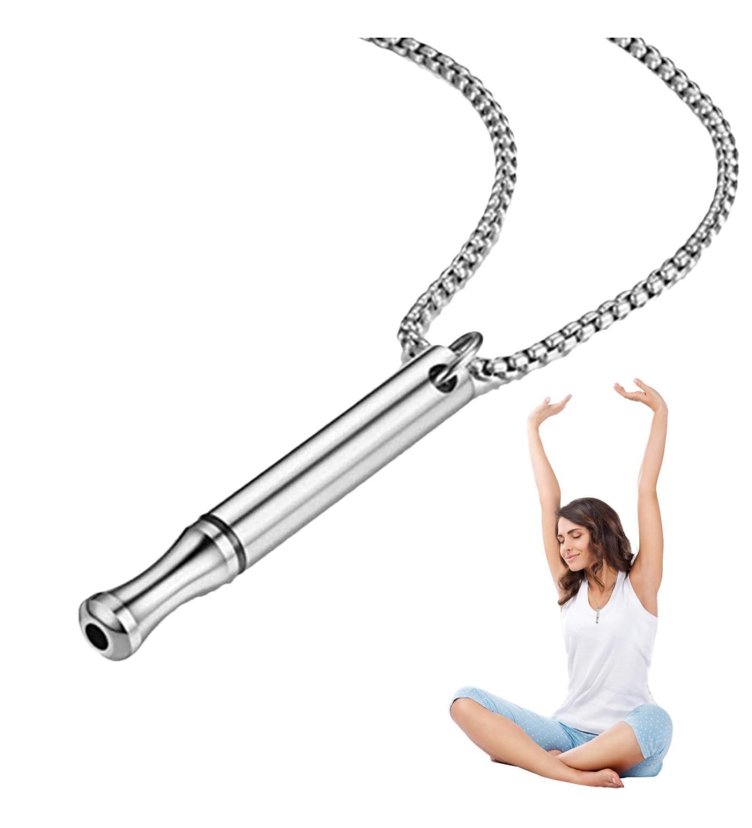 WOBBLO Conscious Breathing Anapana Meditation Device | Stress Relief Wearable for Men & Women - Silver - Buy Online on GoSupps.com