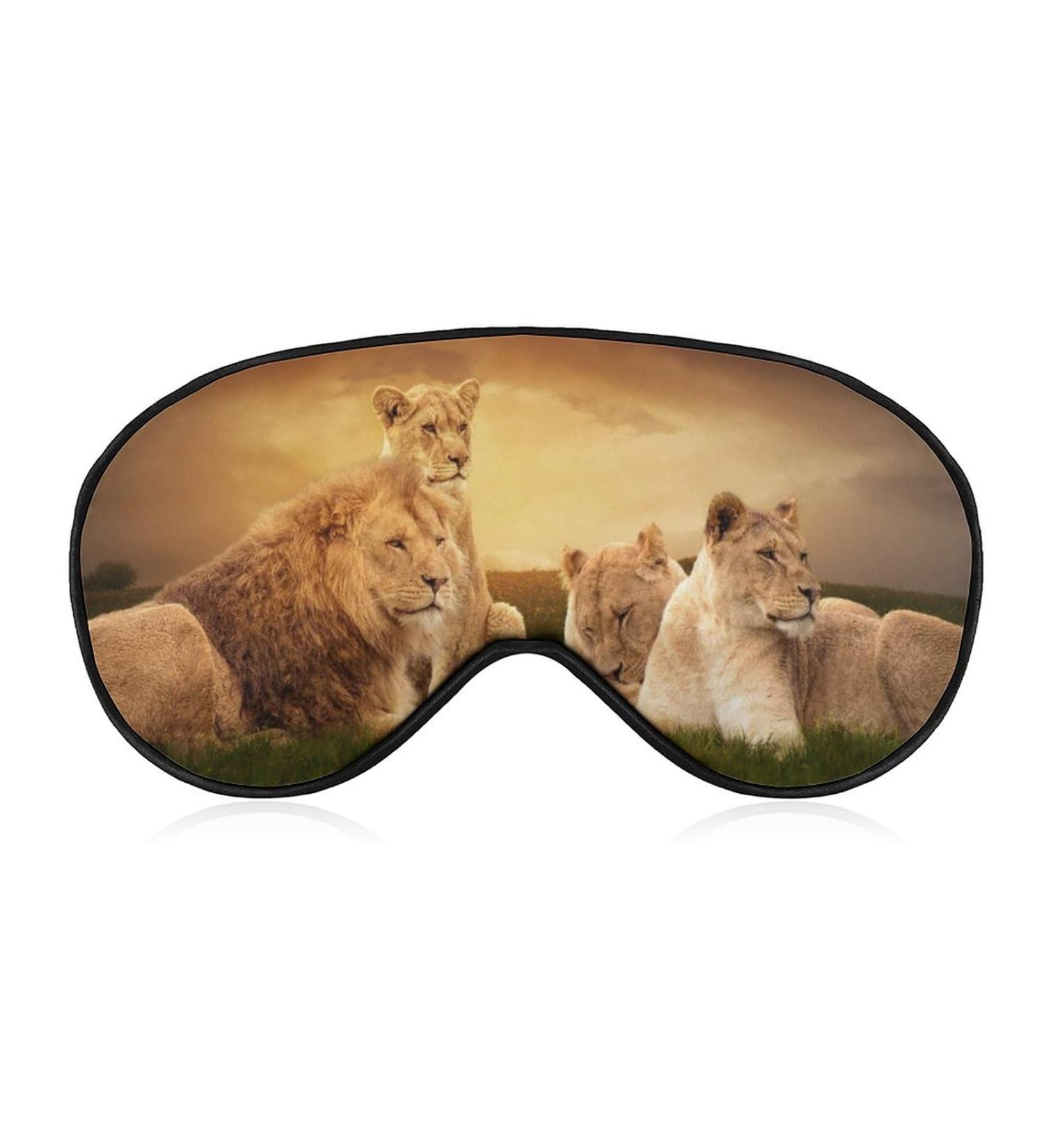 African Lions Sunset Sleep Mask - Adjustable Eye Cover for Sleeping & Travel - Blocks Light for Men and Women - Buy Online on GoSupps.com