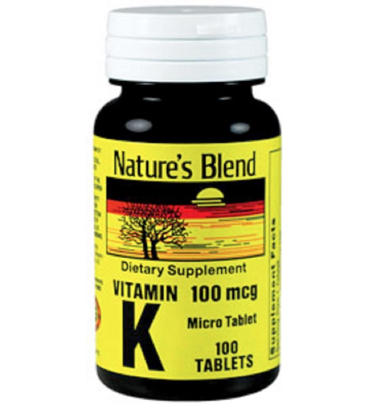 Nature's Blend Vitamin K 100Mcg Tablets 100 Ct