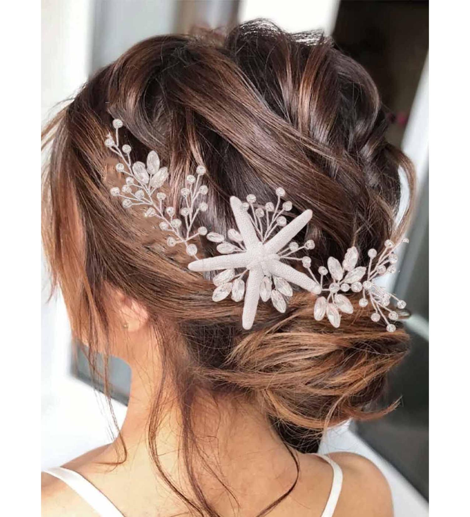 Yean Starfish Bride Wedding Headband - Silver Crystal Bridal Hair Accessory - Buy Online on GoSupps.com