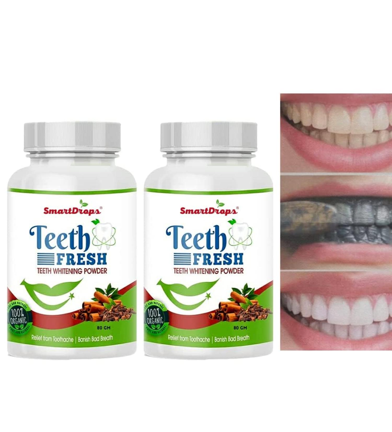 Teeth Whitening Powder - Enamel Safe & Effective Stain Removal | Long Lasting Freshness | Dental Kit for All Teeth Types | 80g Pack of 2 - Buy Online on GoSupps.com