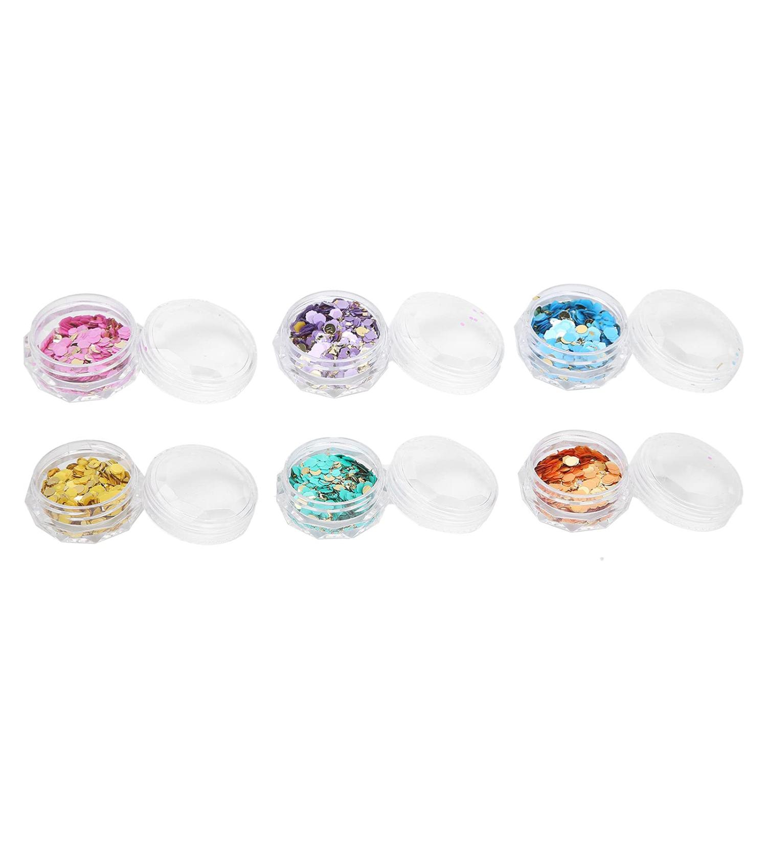 Nail Art Glitters Sparkle Glitter Sequins Nail Art Confetti Shining Flake Glitter 6 Boxes for Home DIY Nail Shop - Buy Online on GoSupps.com