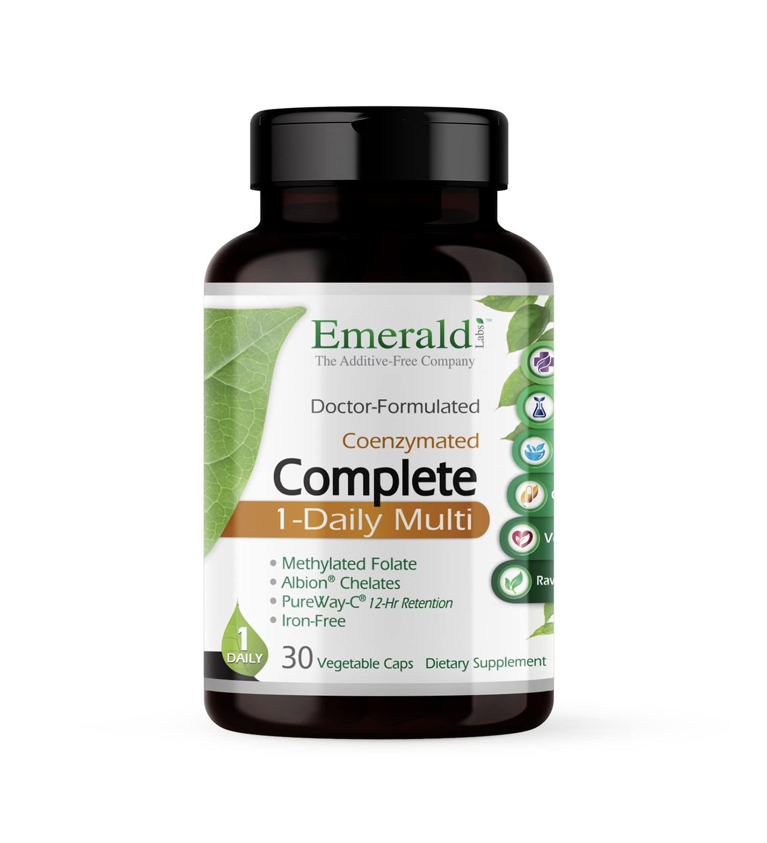 Emerald Labs Complete 1-Daily Multi - 30 Vegetable Capsules - Heart, Bones, Immune Health & Vision Support - Methylated Folate, Amino Acids - 30 Servings - Buy Online on GoSupps.com