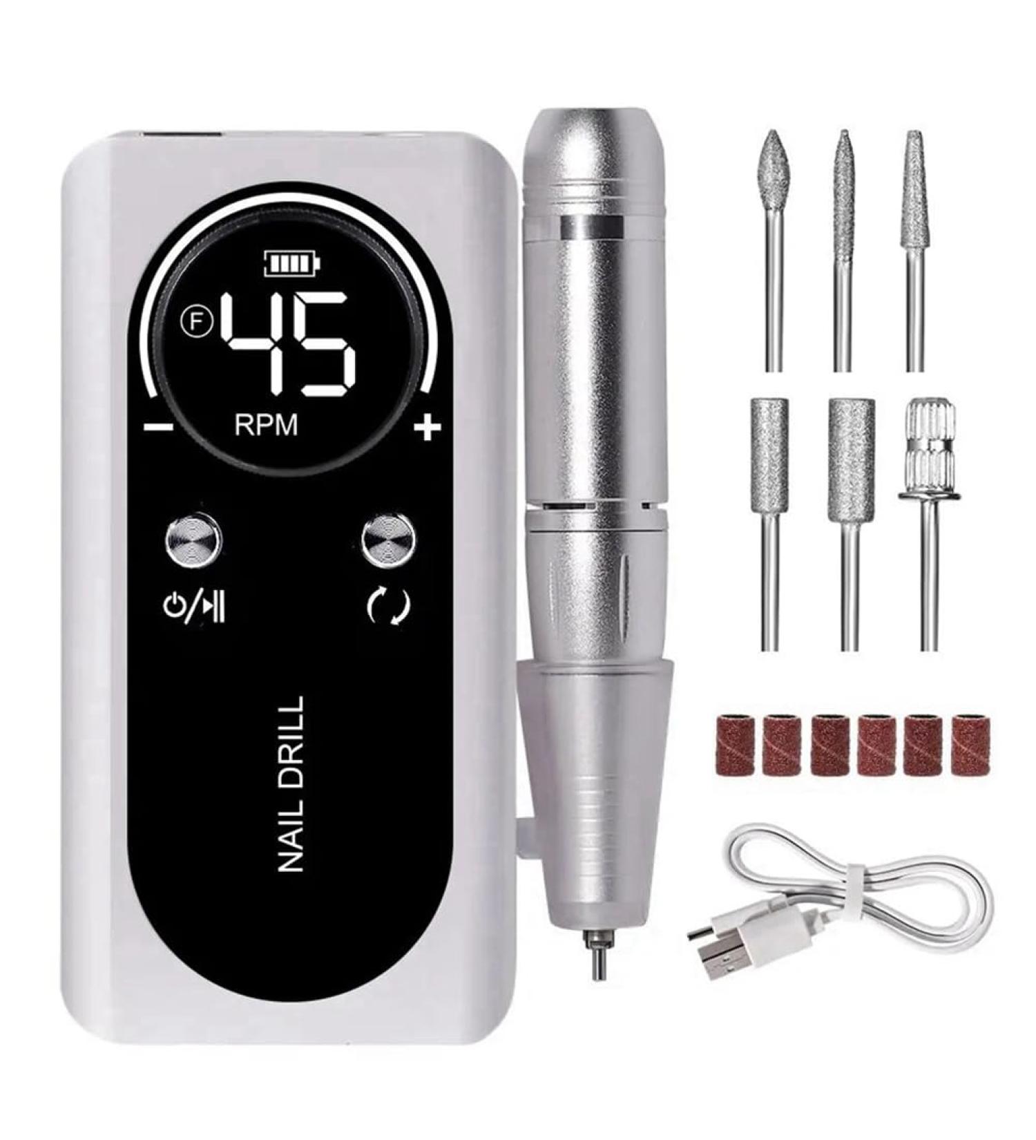 Marran 45000RPM Portable Electric Nail Drill Low Noise Rechargeable Nail Sander for Manicure Salon Tool White - Buy Online on GoSupps.com