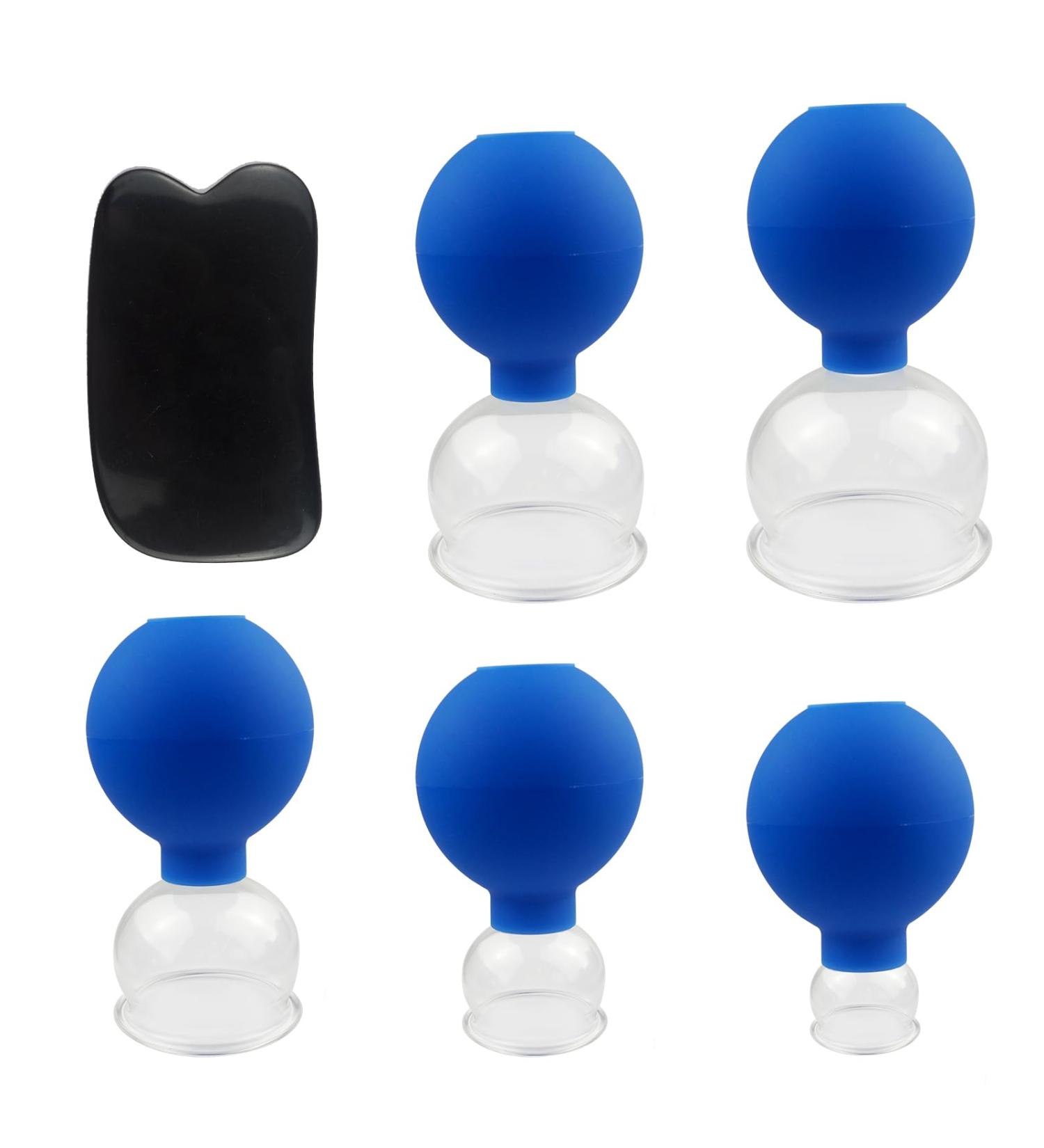 Tbusingoto 5-Series Glass Cupboard Set | Professional Suction Balls (25-65mm) for Medical & Fireless Cupping - Premium Blue Cupping Glass - Buy Online on GoSupps.com