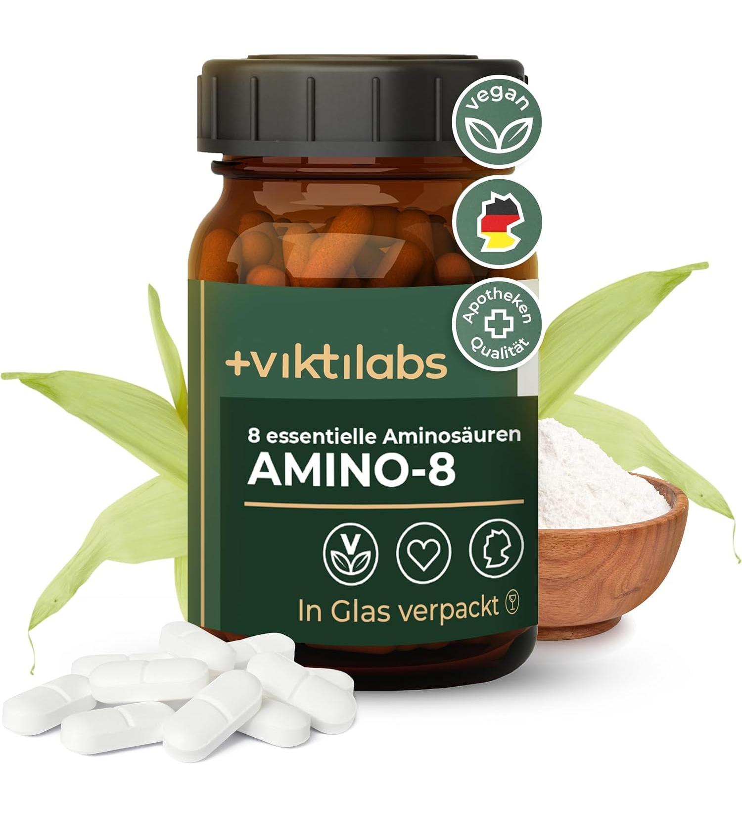 Victilabs Amino 8 | High-Dose EAA Complex (998mg) | All 8 Essential Amino Acids | Vegan | 100% Natural Ingredients | 3-Pack of 150 Tablets - Buy Online on GoSupps.com