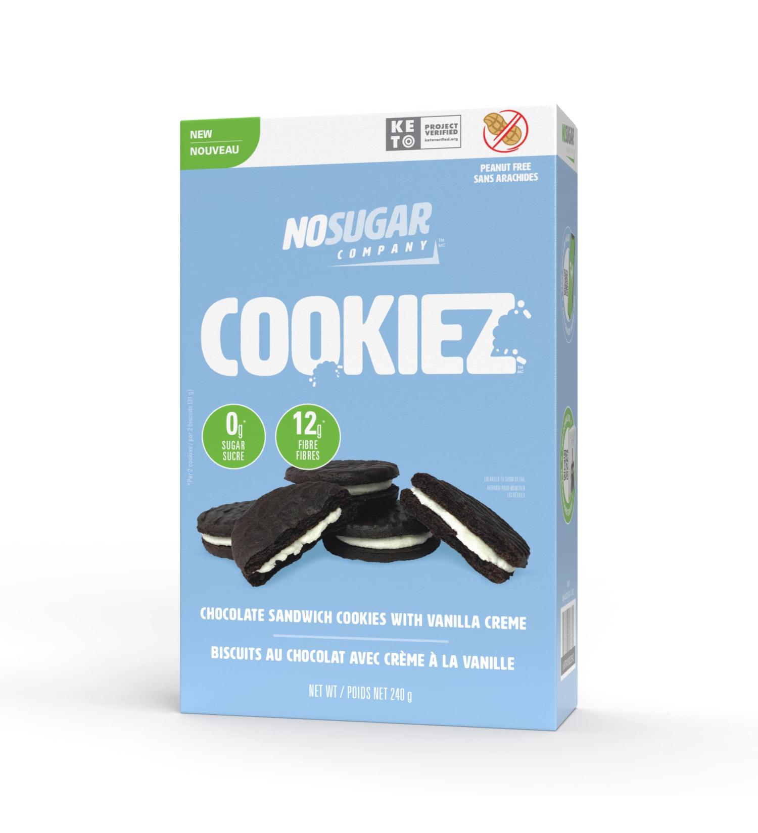 *NEW* No Sugar Sandwich Cookiez - Keto Food Sugar Free Treats Healthy Snack Foods Diabetic Friendly Ketogenic Products (240g) - Buy Online on GoSupps.com