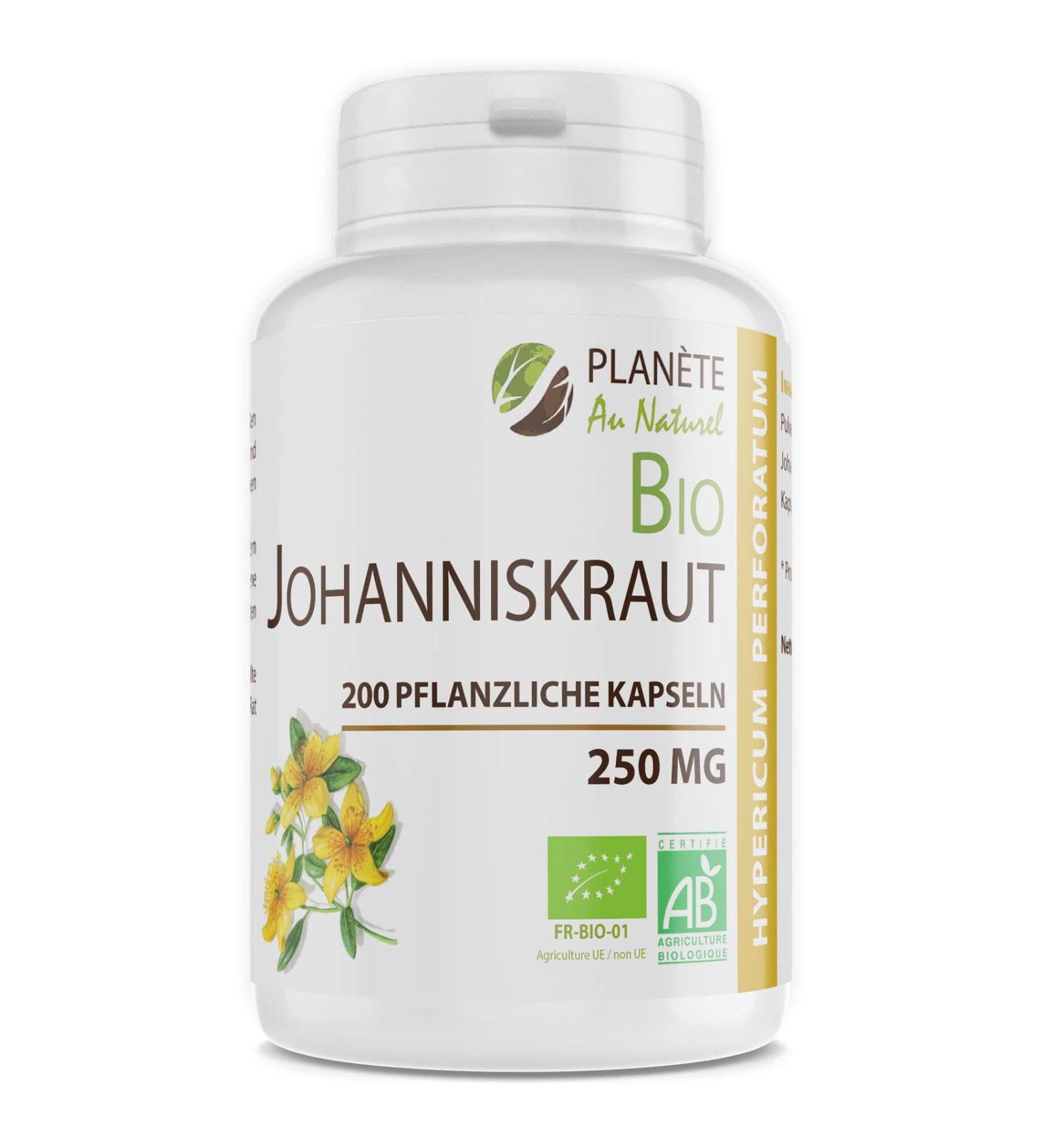 Organic St. John's Wort 250 mg - 200 Vegetable Capsules - Natural Stress Relief & Mood Support - Worldwide Shipping - Buy Online on GoSupps.com