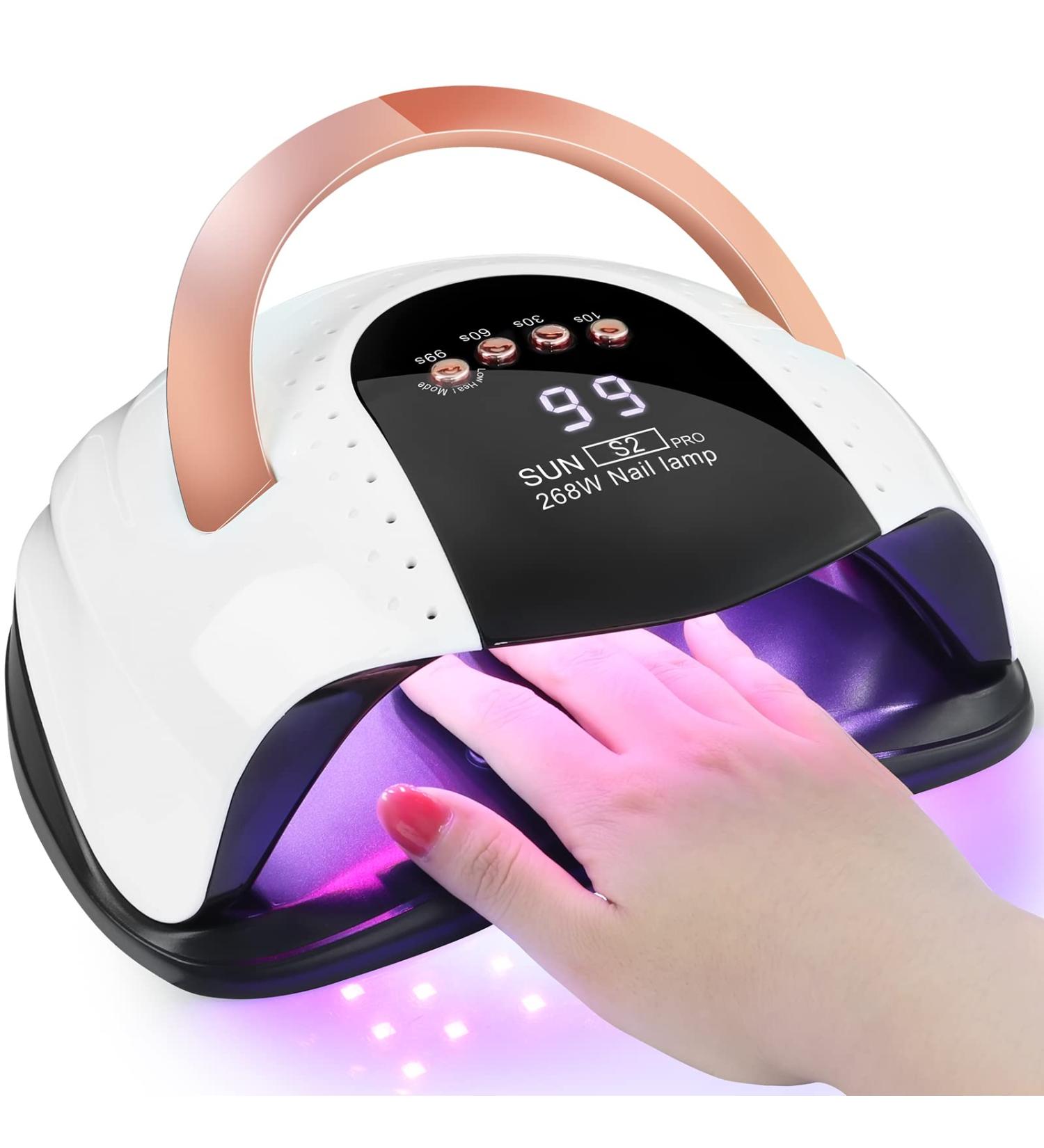 268W UV LED Nail Lamp - LKE Professional Nail Dryer for Gel Polish | 4 Timers, 57Pcs Lamp Beads, Automatic Sensor - White - Buy Online on GoSupps.com