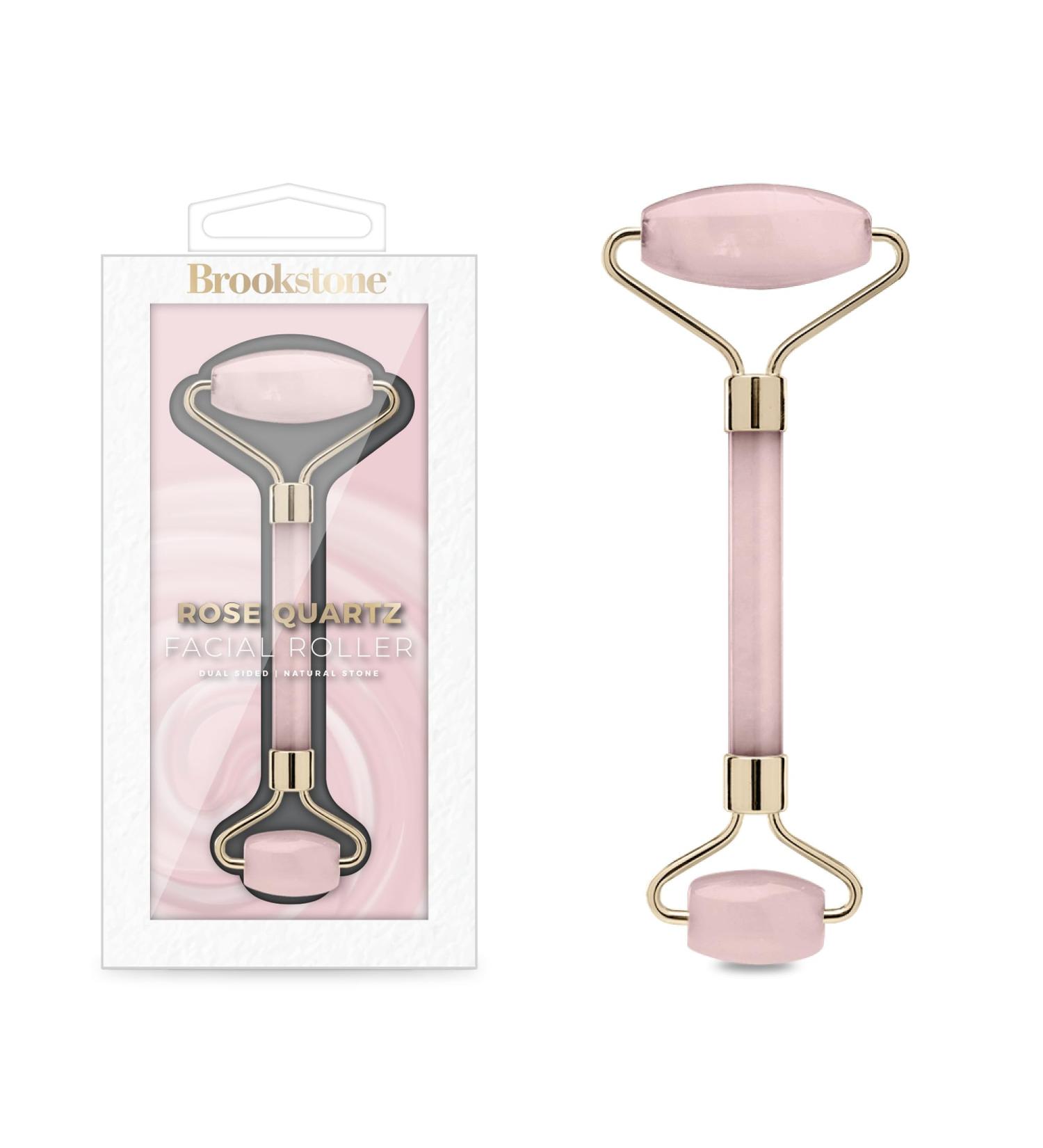 Brookstone Face Skin Care Roller - Dual-Sided Rose Quartz Massager for Anti-Aging & Lymphatic Drainage - Premium Facial Tool in Blush Pink - Buy Online on GoSupps.com