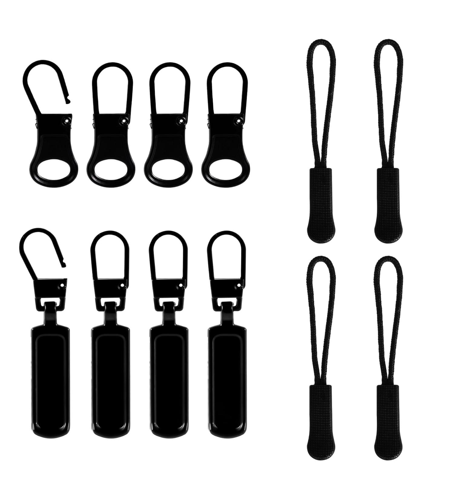 12 Pieces Zipper Spare - Removable Metal & Plastic Zipper Pulls for Jackets & Jeans | Zip Tapper Cord Extensions (3 Designs) - Buy Online on GoSupps.com