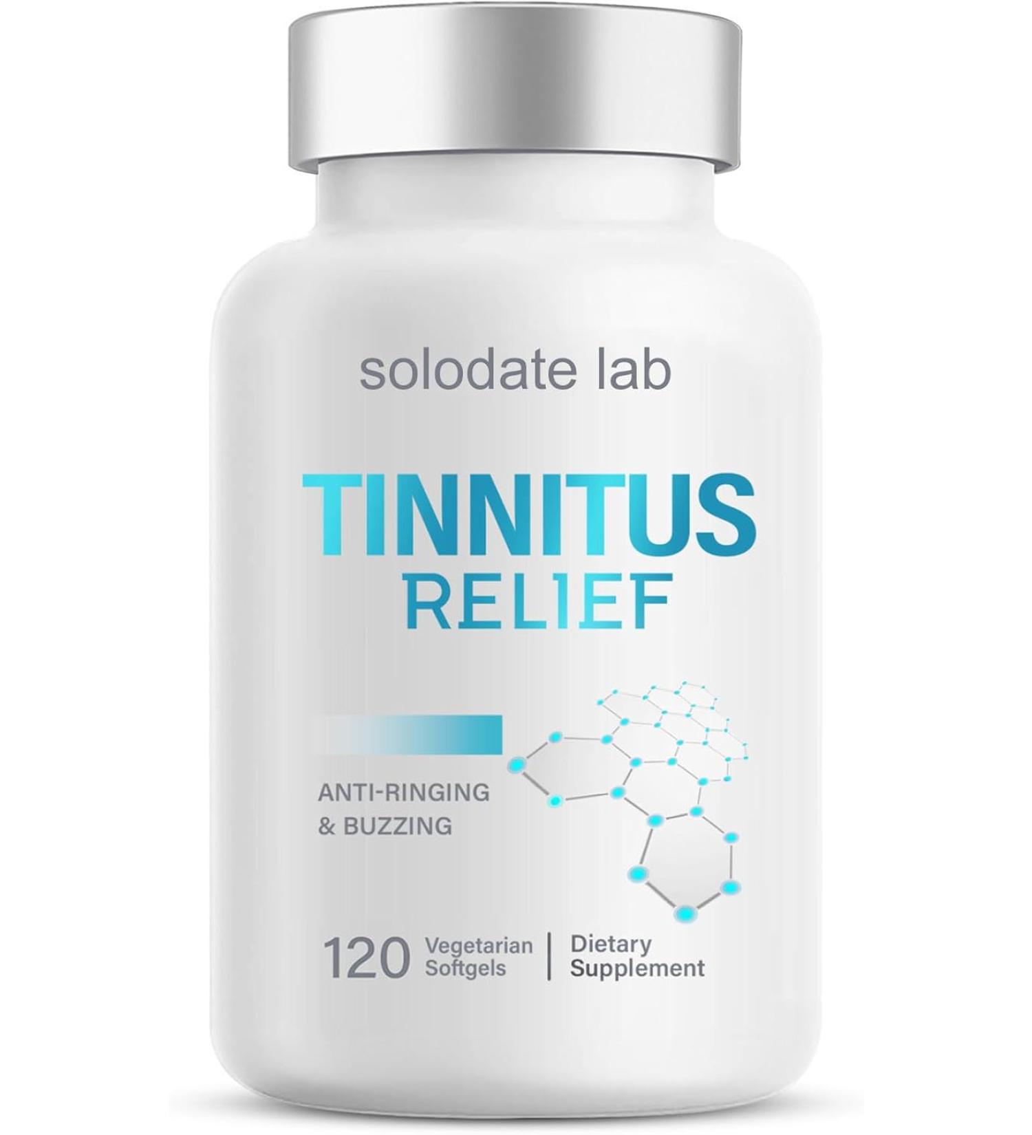 solodate lab Tinnitus Relief for Ringing Ears 1200MG - 120 Vegetarian Softgels - Buy Online on GoSupps.com