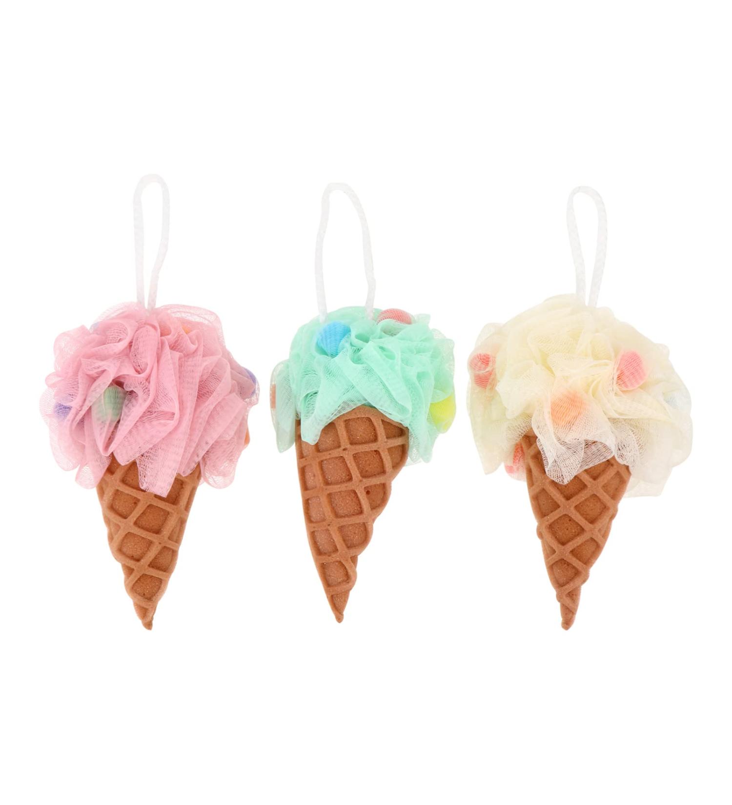 FRCOLOR 3pcs Ice Cream Bath Balls - Exfoliating Loofah Sponge Set for Kids | Perfect Shower & Bath Accessories - Buy Online on GoSupps.com