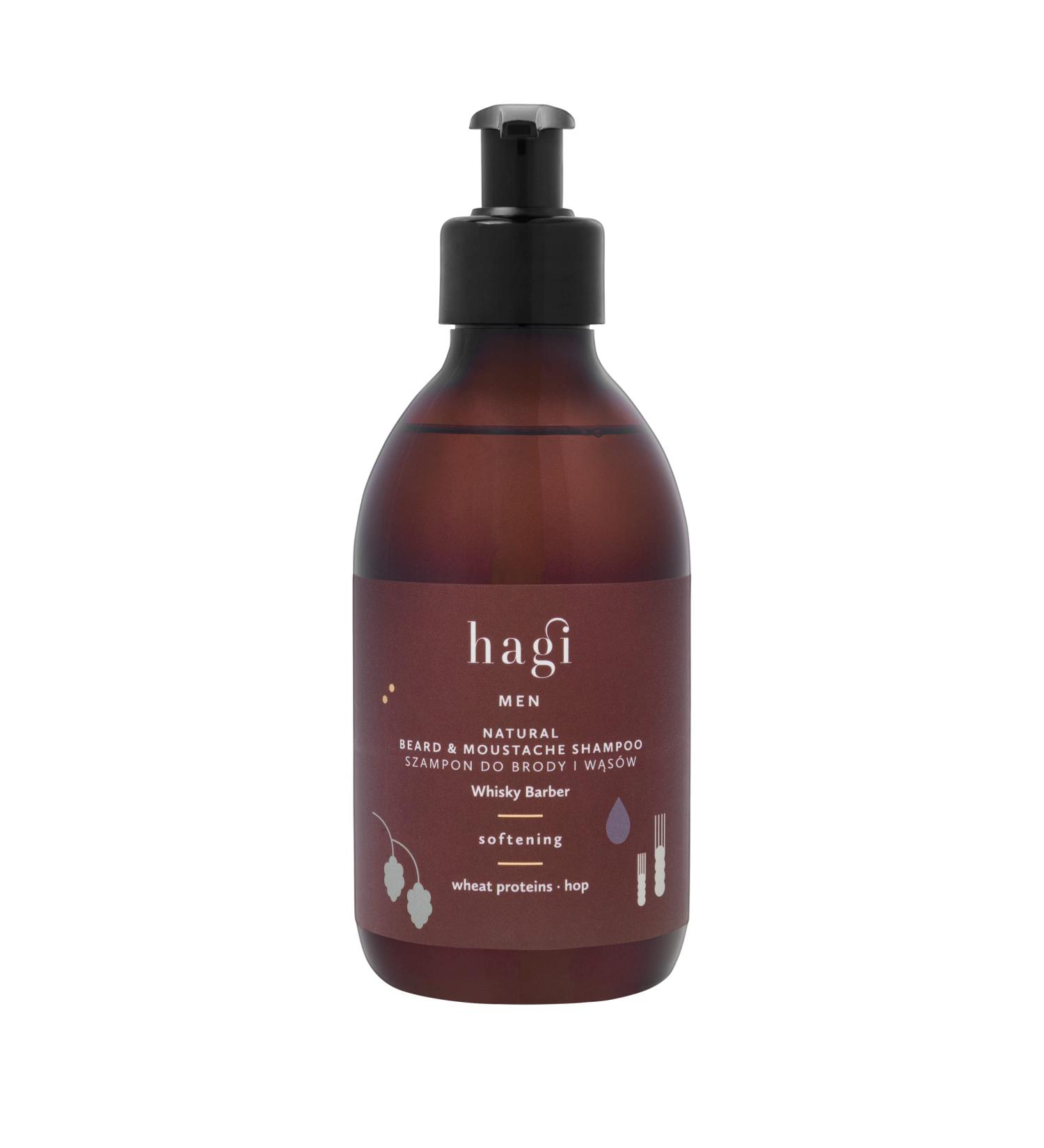 Hagi Whisky Barber Natural Beard and Mustache Shampoo Natural Formula for Daily Cleaning and Nourishment of Beard and Mustache Barley and Hops Extract 300 ml - Buy Online on GoSupps.com