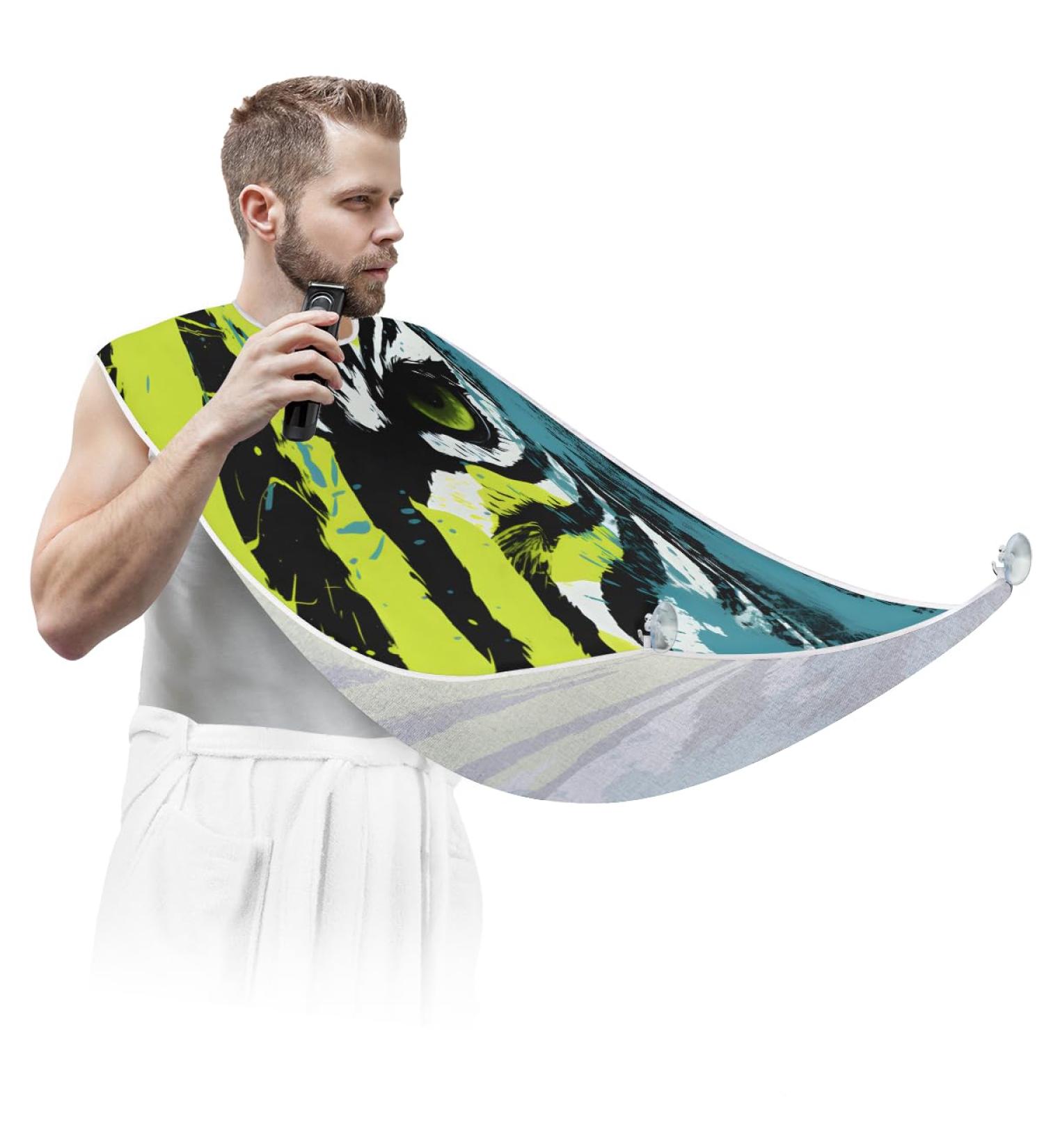 Animal Zebra Beard Bib Apron - Beard Hair Catcher for Men | Perfect Father's Day & Christmas Gift with 2 Suction Cups - Buy Online on GoSupps.com