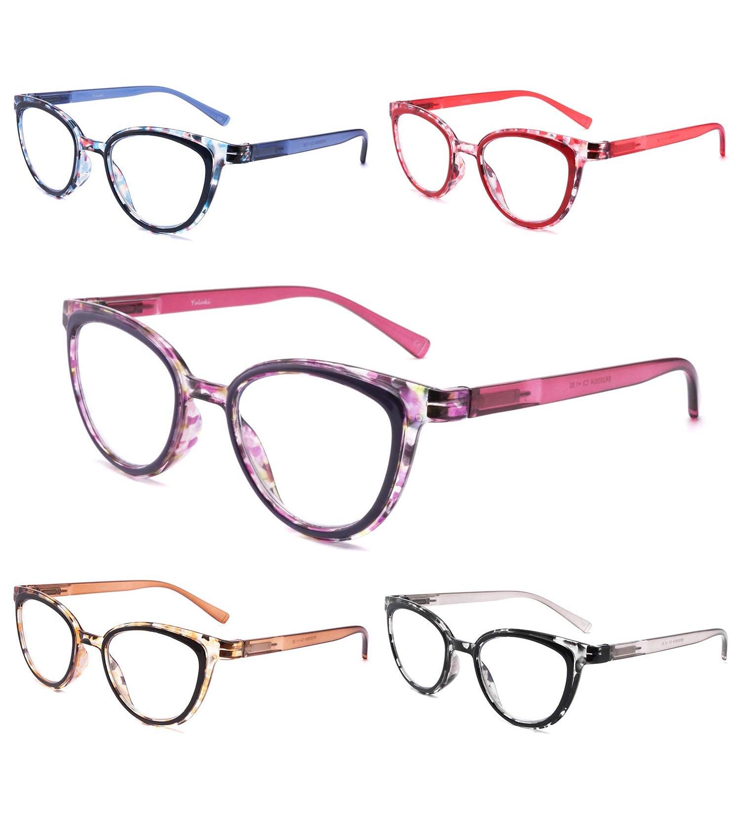 5 Pack Blue Light Blocking Reading Glasses for Women - Fashionable Computer Readers with Spring Hinges Anti-Glare & Eyestrain - 2.0 Power - Buy Online on GoSupps.com