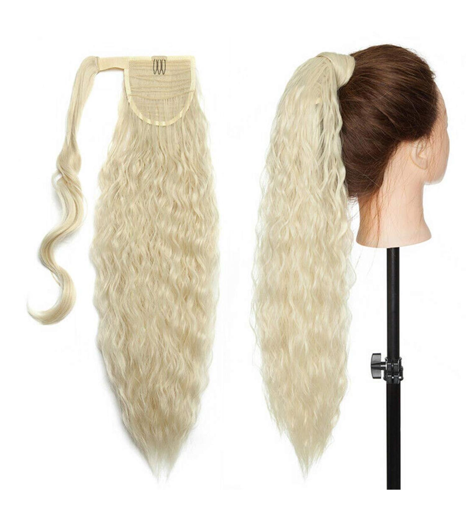 20 Inch Bleach Blonde Corn Wave Ponytail Clip-in Hair Extension for Women - Buy Online on GoSupps.com
