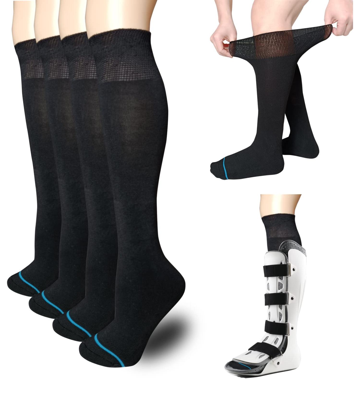 VEIGIKE Walking Boot Socks - Replacement Sock Liner for Orthopedic Walker Brace - Tube Socks for Air Cam Walkers & Fracture Boot Cast - Surgical Leg Cover - Black, 2 Pairs - Buy Online on GoSupps.com