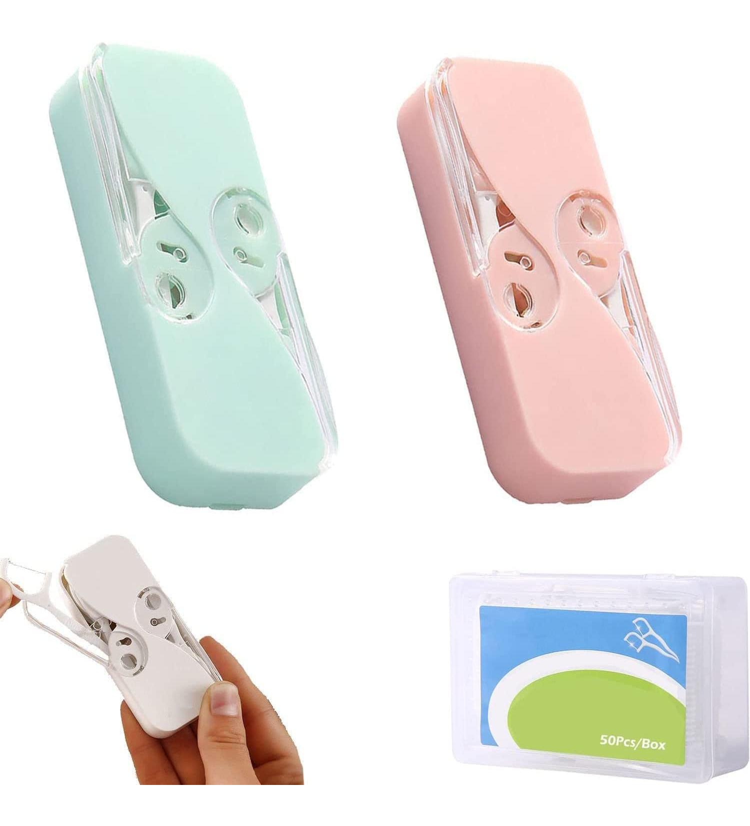 Portable Dental Floss Dispenser - Automatic Travel Tooth Silk Organizer for Families & Hotels (Green + Pink) - Buy Online on GoSupps.com