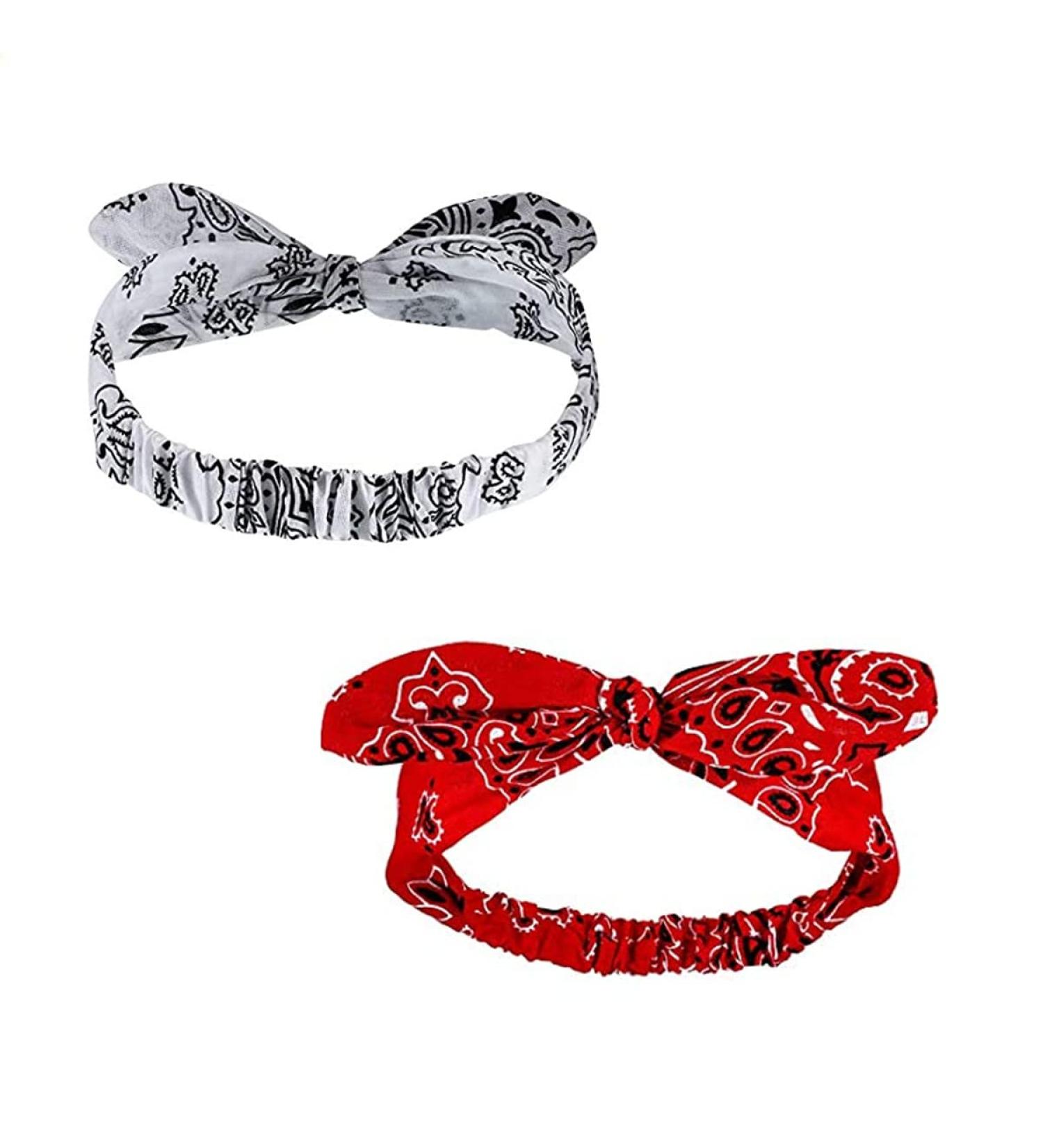 2PCS Red White Paisley Print Bandana Headband Set for Girls and Women - Buy Online on GoSupps.com