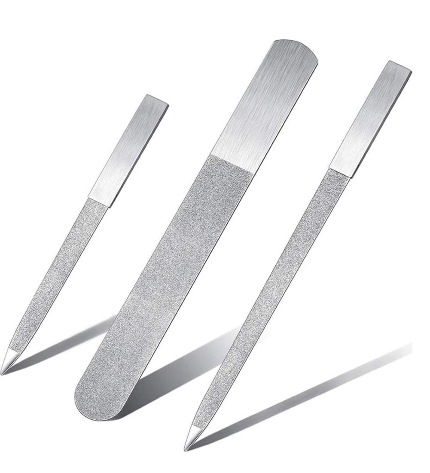 FYOBOT 3-Piece Nail File Set Stainless Steel Double-Sided Nail File Buffer File Nail File Suitable for Salon Family and Travel - Buy Online on GoSupps.com