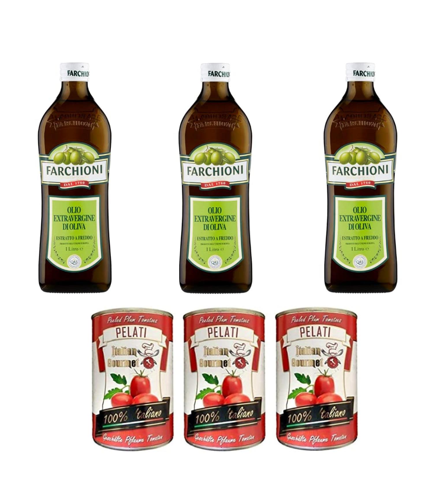  Italian Gourmet E.R. Farchioni Classico Extra Natives Natives Italian Tomato Boxes 1000 ml Olio Vergine Olive 1 Litre + 100% Italian Crushed Tomatoes 3 x 400 g - Buy Online on GoSupps.com