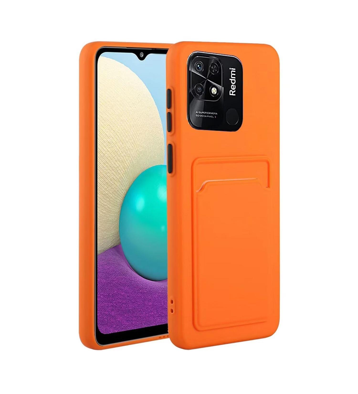 Buy Tivenfezk Nadoli Ultra Thin Silicone Case for Xiaomi Redmi 10c - Shockproof Scratch-Resistant Wallet Cover with Credit Card Holder - Orange - Buy Online on GoSupps.com