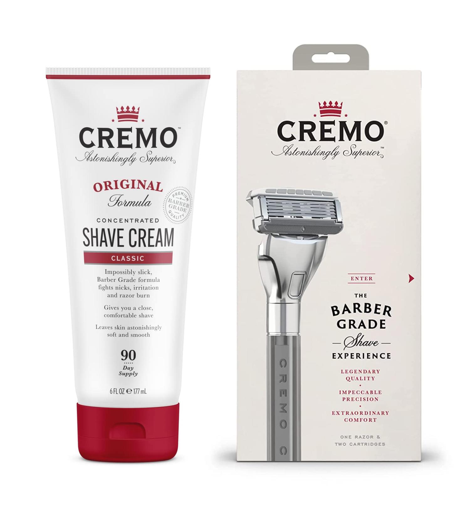 CREMO Barber Grade Razor for Men - Extra Refill Blade & Original Shaving Foam (177ml) | Reduce Irritation Premium Shaving Set - Buy Online on GoSupps.com
