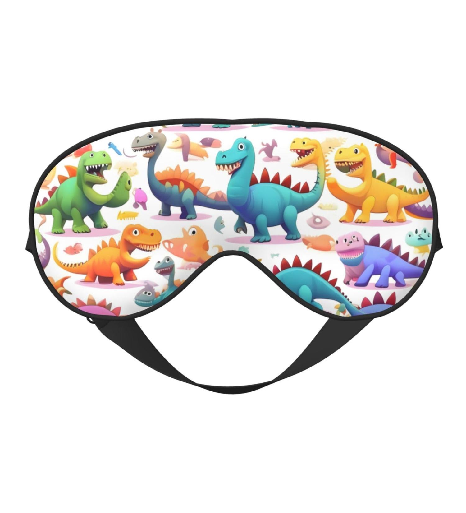Buy Colorful Cartoon Dinosaur Print Eye Mask - Adjustable Light Blocking Sleep Mask for Adults - Perfect for Deep Rest Unisex Design - Buy Online on GoSupps.com