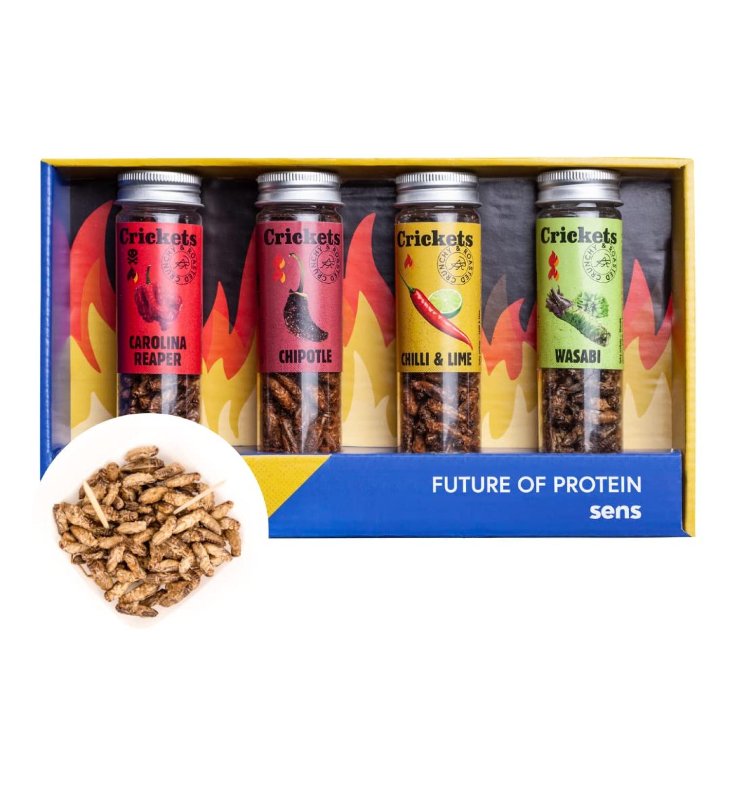 Sensable Insects Snack - Roasted Crunchy Protein Party Mix | Carolina Reaper Wasabi Chipotle | Unique Gift Idea | 4x20g - Buy Online on GoSupps.com