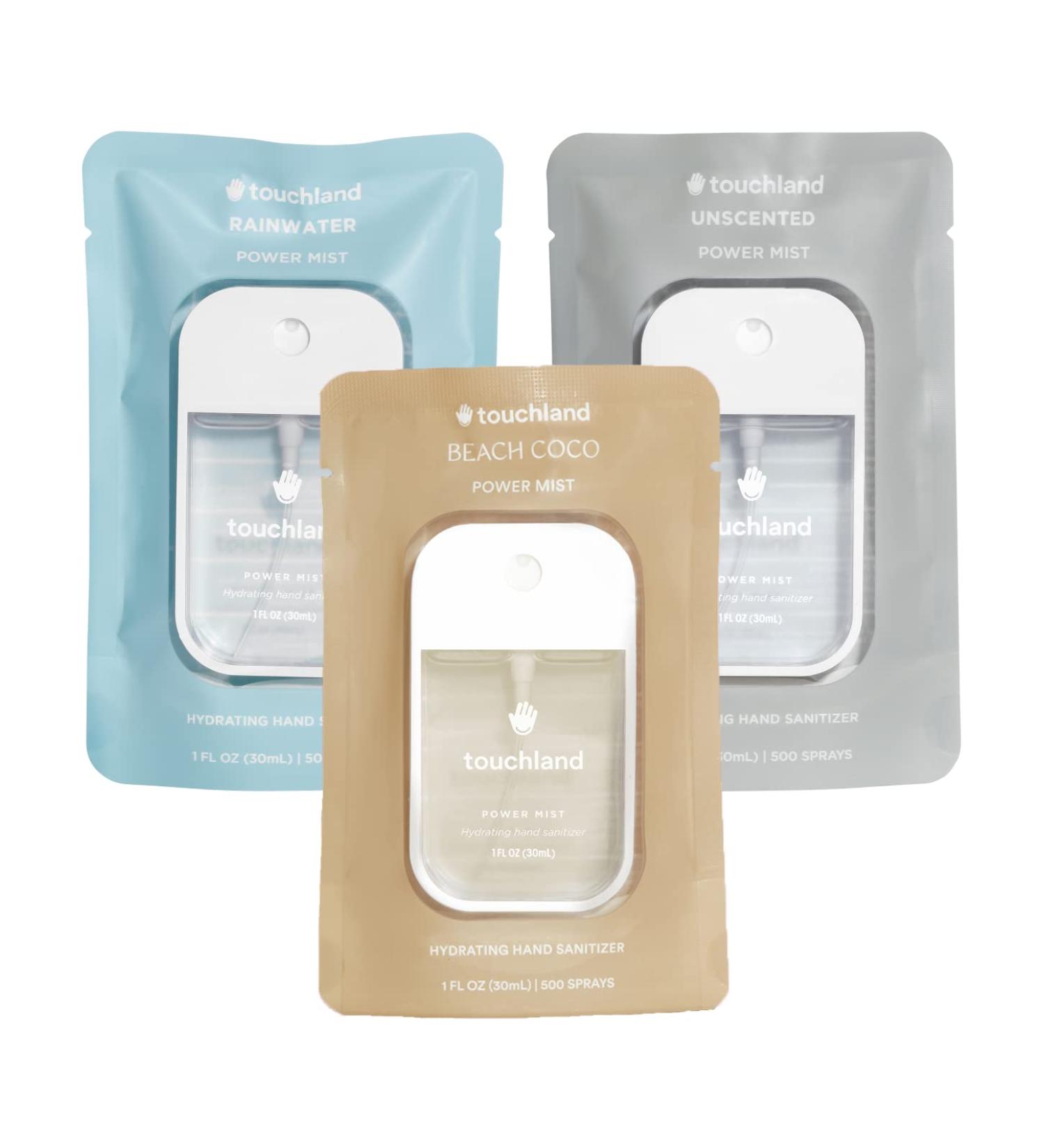 Touchland Power Mist Hand Sanitizer Spray Dye-Free 3-Pack (Rainwater Beach Coco) 1 Fl Oz - 500 Sprays - Set of 3 - Buy Online on GoSupps.com