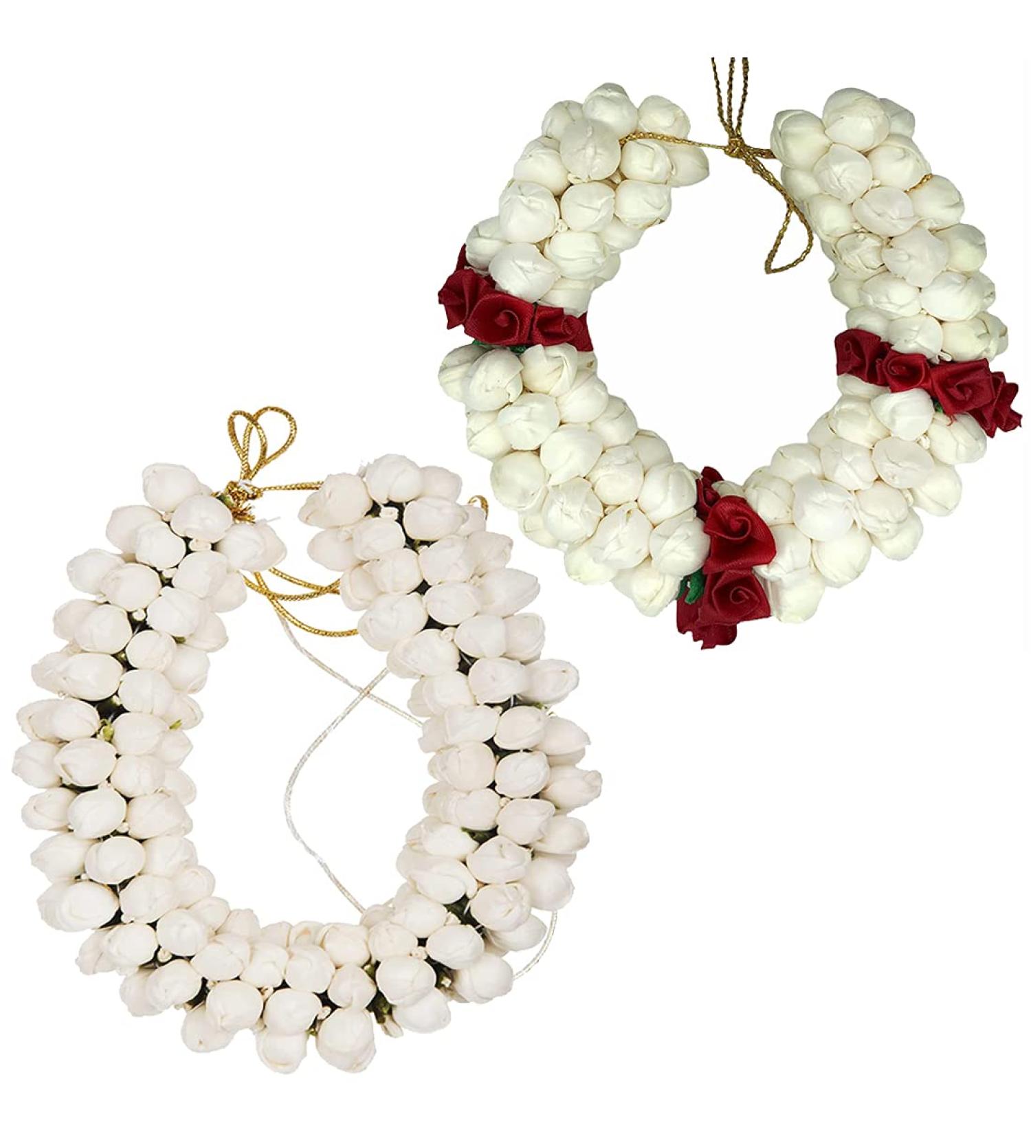 GoDazzl Artificial Jasmine Mogra Flower Hair Gajra Juda Decoration - Pack of 2 (28 CM Long) - Realistic Hair Accessory for Women and Girls - Buy Online on GoSupps.com