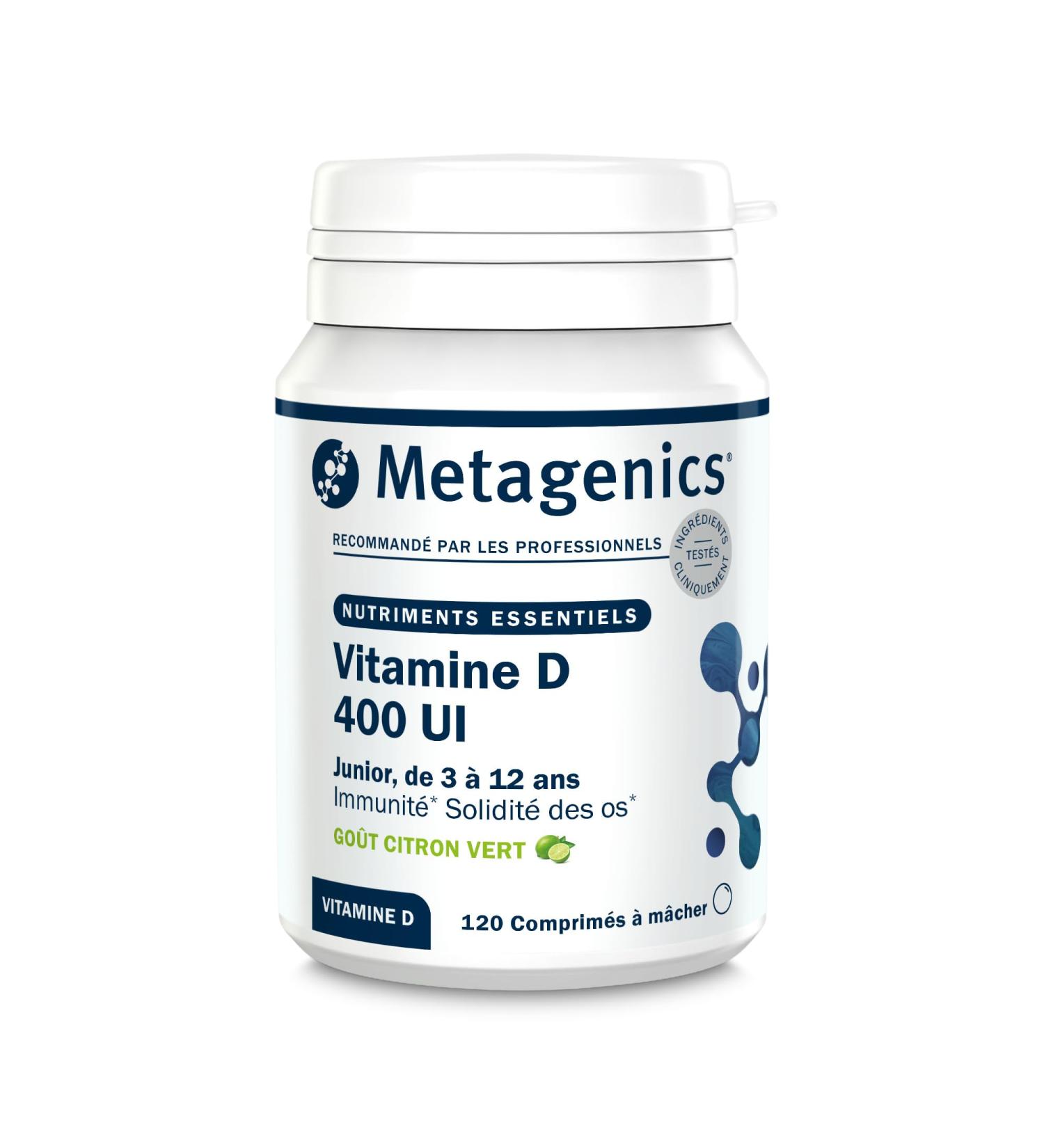 Metagenics Vitamine D3 400 UI Junior (3 12 Ans) - Dose Quotidienne 10 g - Soutien Immunitaire & Croissance Osseuse - V g tarien - 120 Comprim s M cher Go t Citron Vert - 4 Mois - Buy Online on GoSupps.com